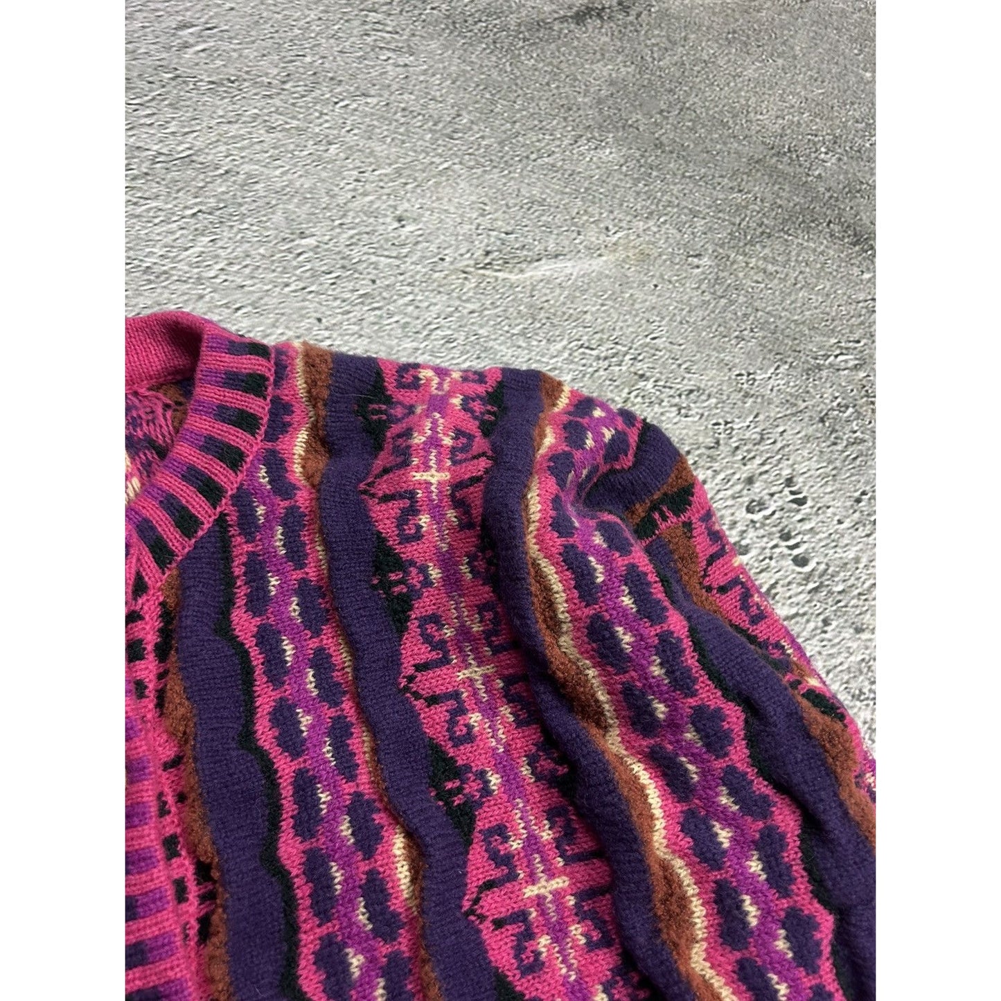 vintage cardigan multicolor cable knit Coogi style sweater