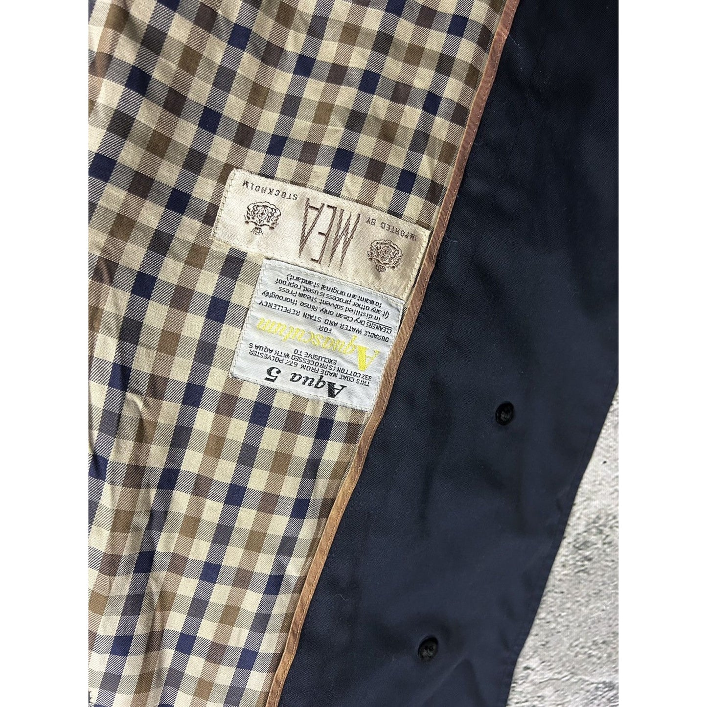 Aquascutum Aqua 5 vintage trench coat navy waterproof