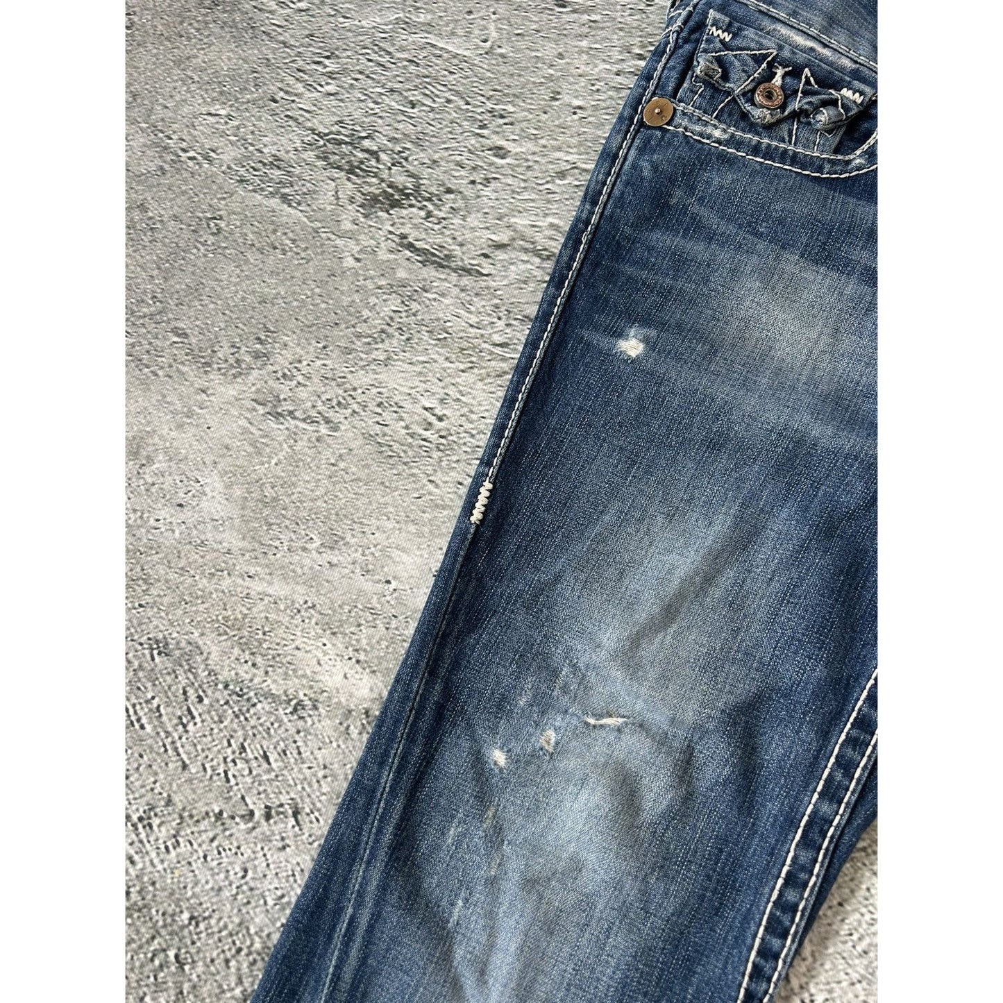 True Religion vintage navy jeans Joey thick stitching flared