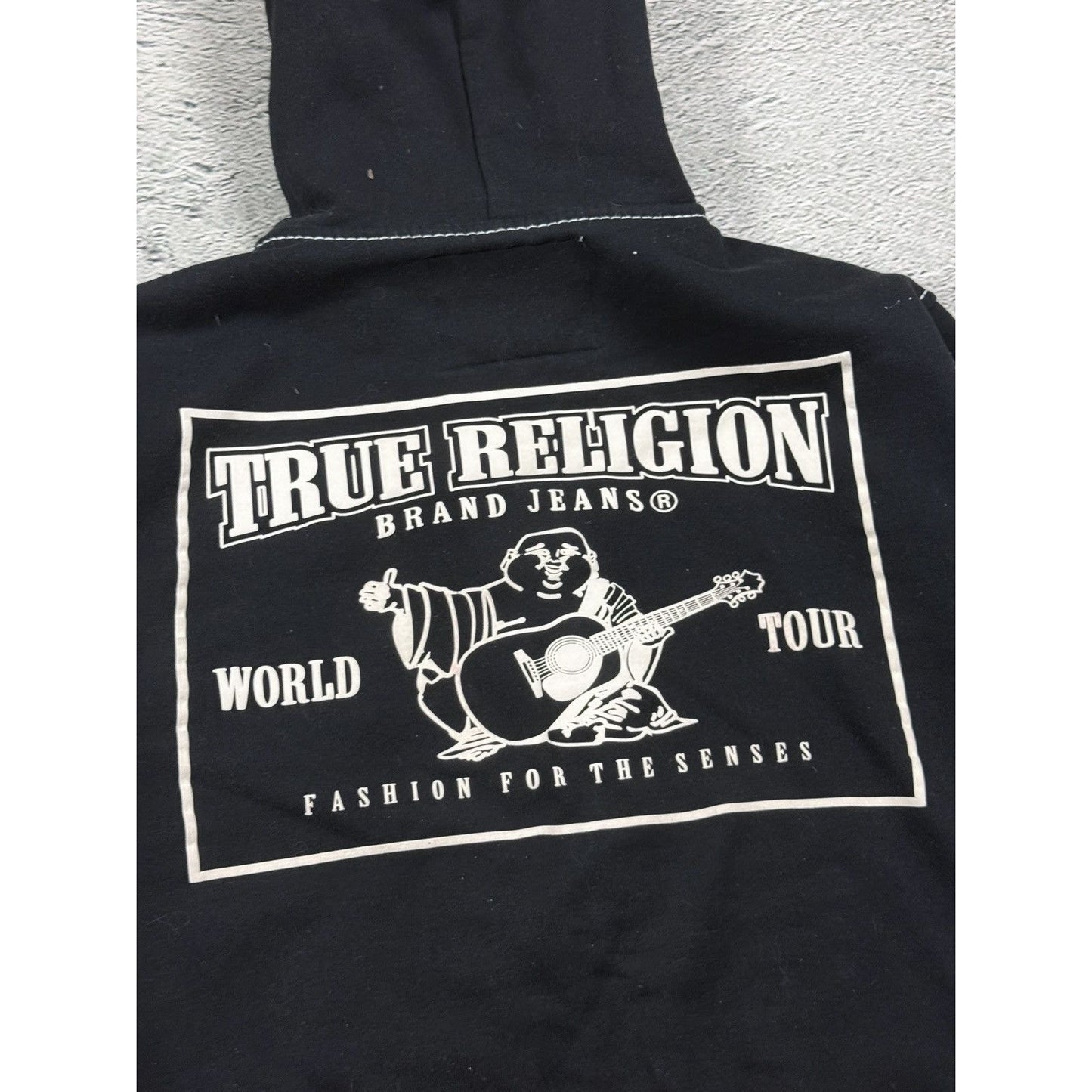True Religion zip hoodie vintage Black White stitching