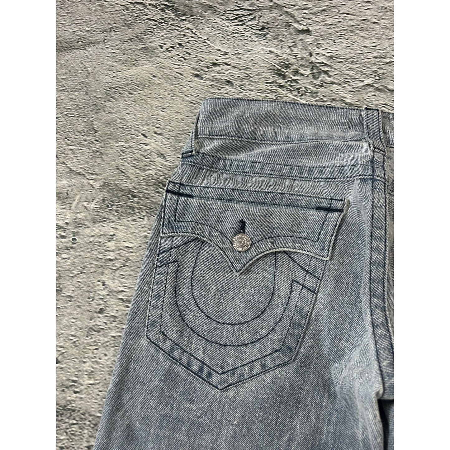 True Religion grey jeans contrast stitching Y2K straight