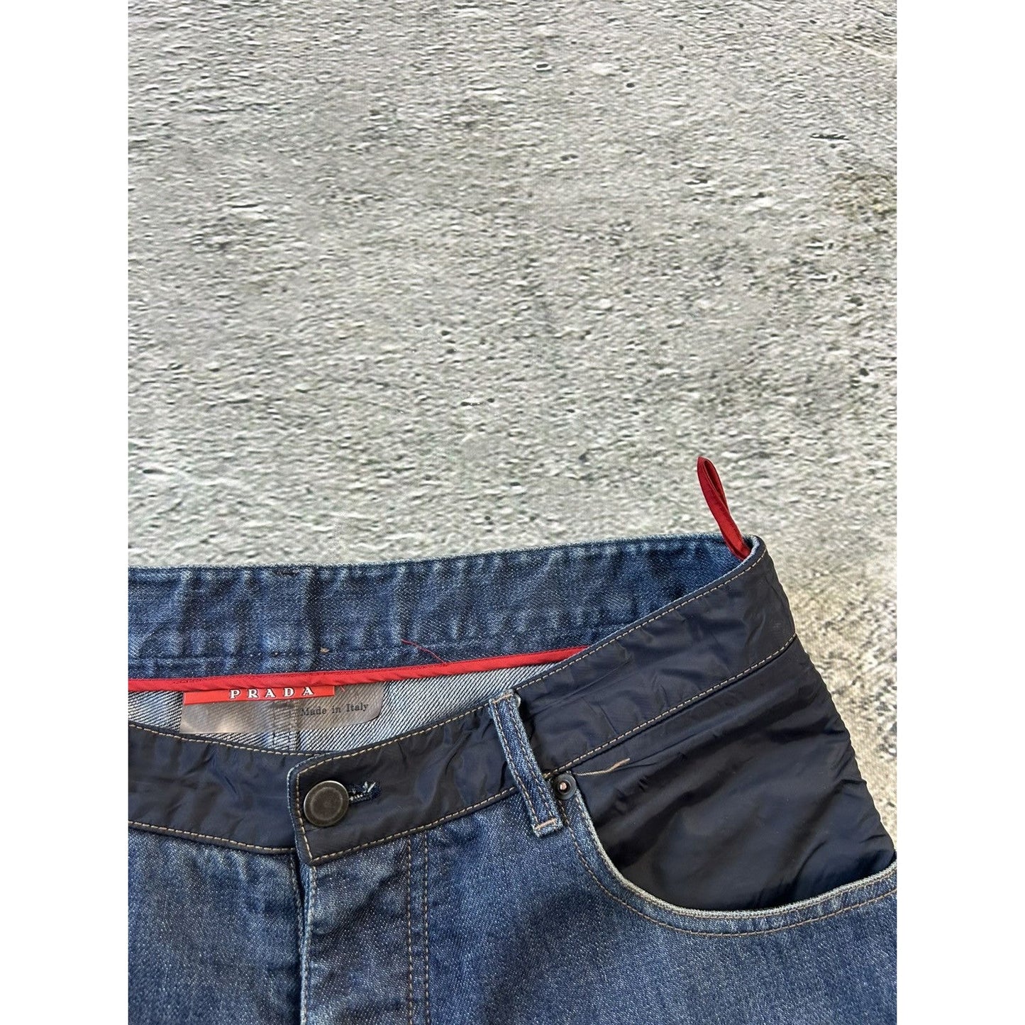 Prada Linea Rossa jeans red tab vintage straight denim pants