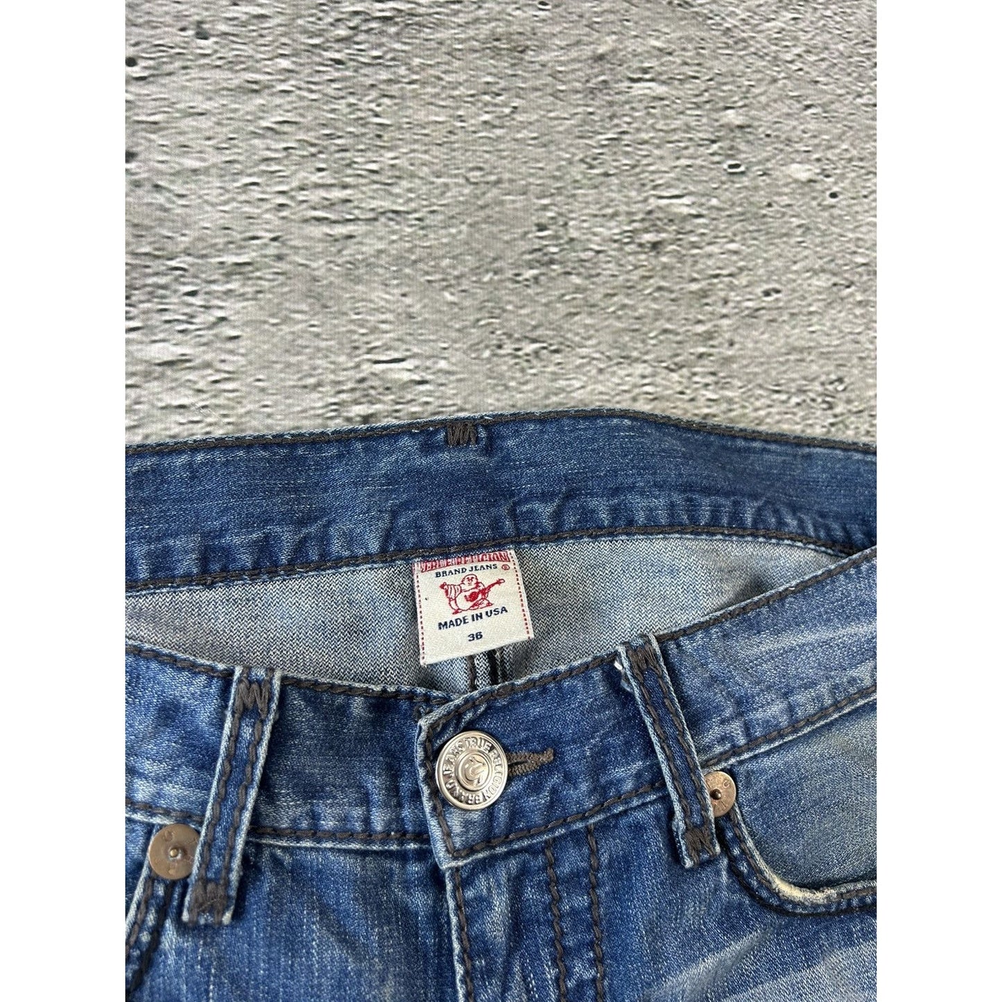 True Religion vintage blue jeans Ricky thick stitching Y2K