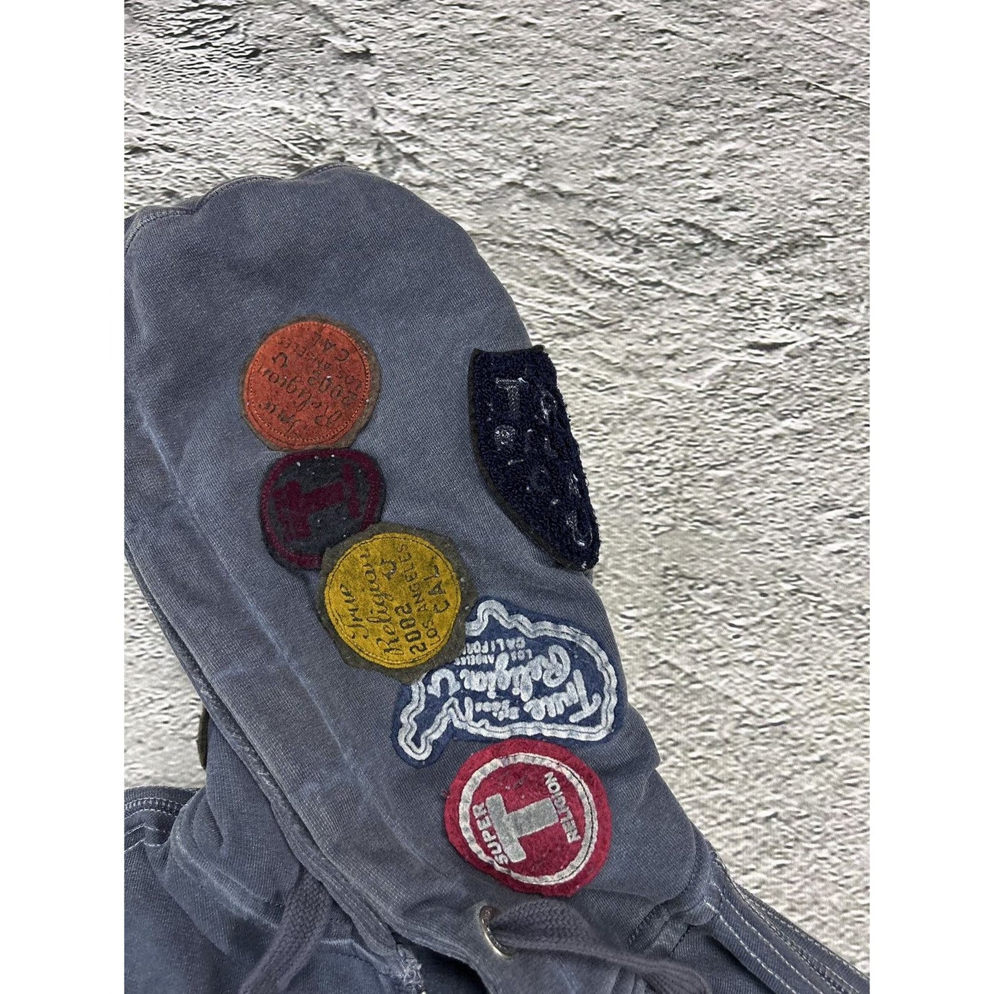 True Religion dark grey zip hoodie patchwork Y2K big logo
