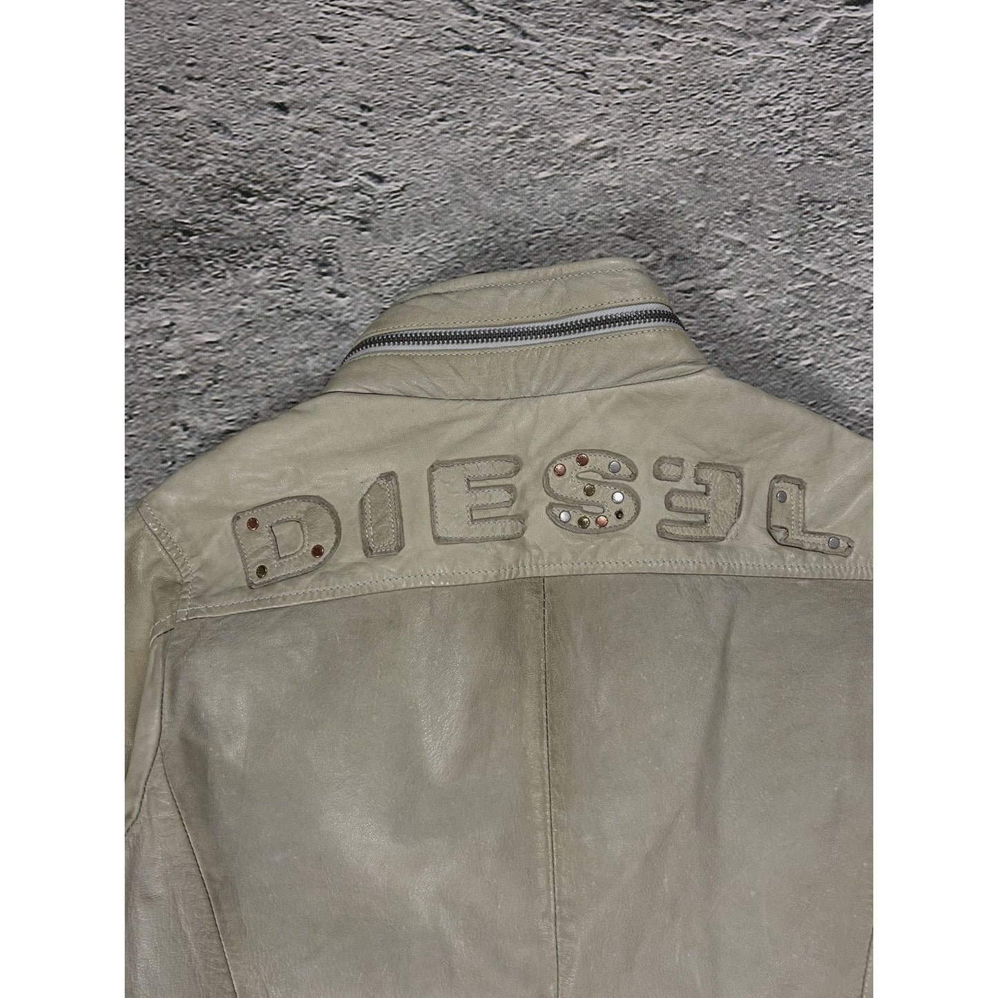 Diesel leather jacket beige vintage avant garde