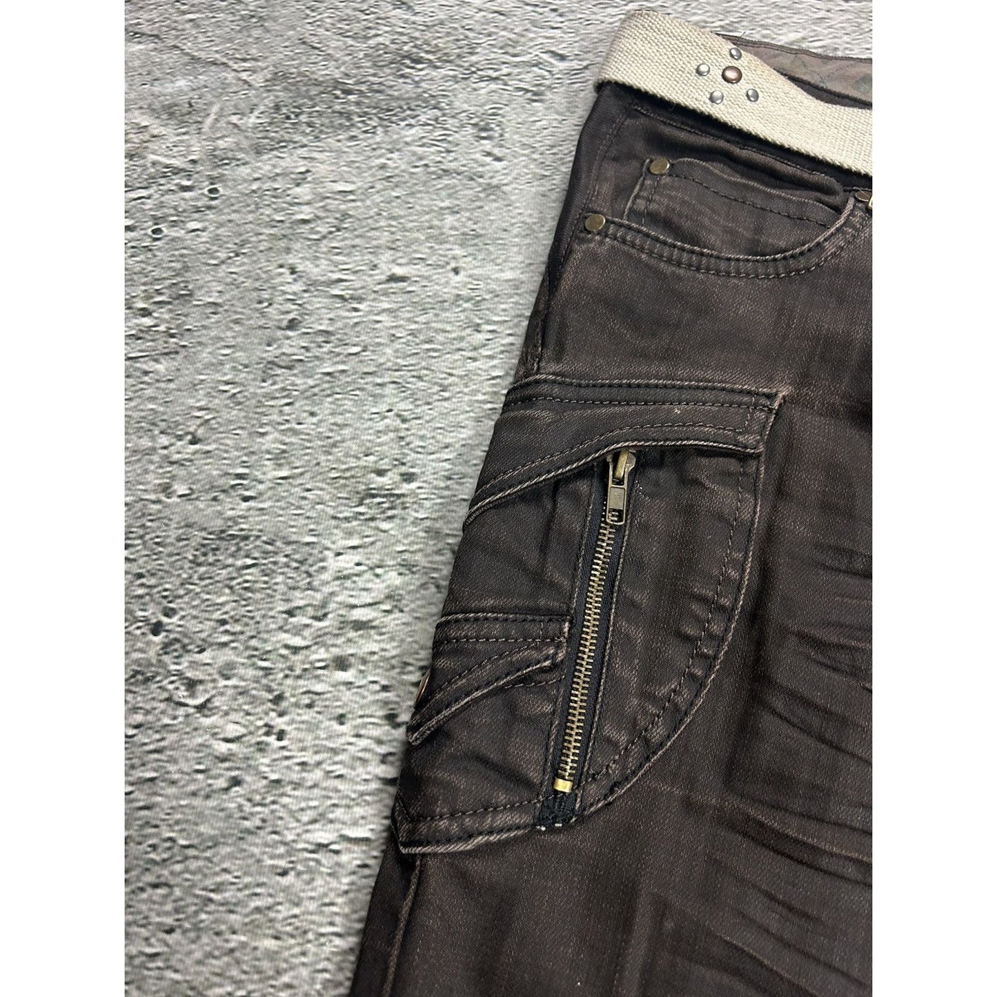 Y2K jeans flared brown cargo