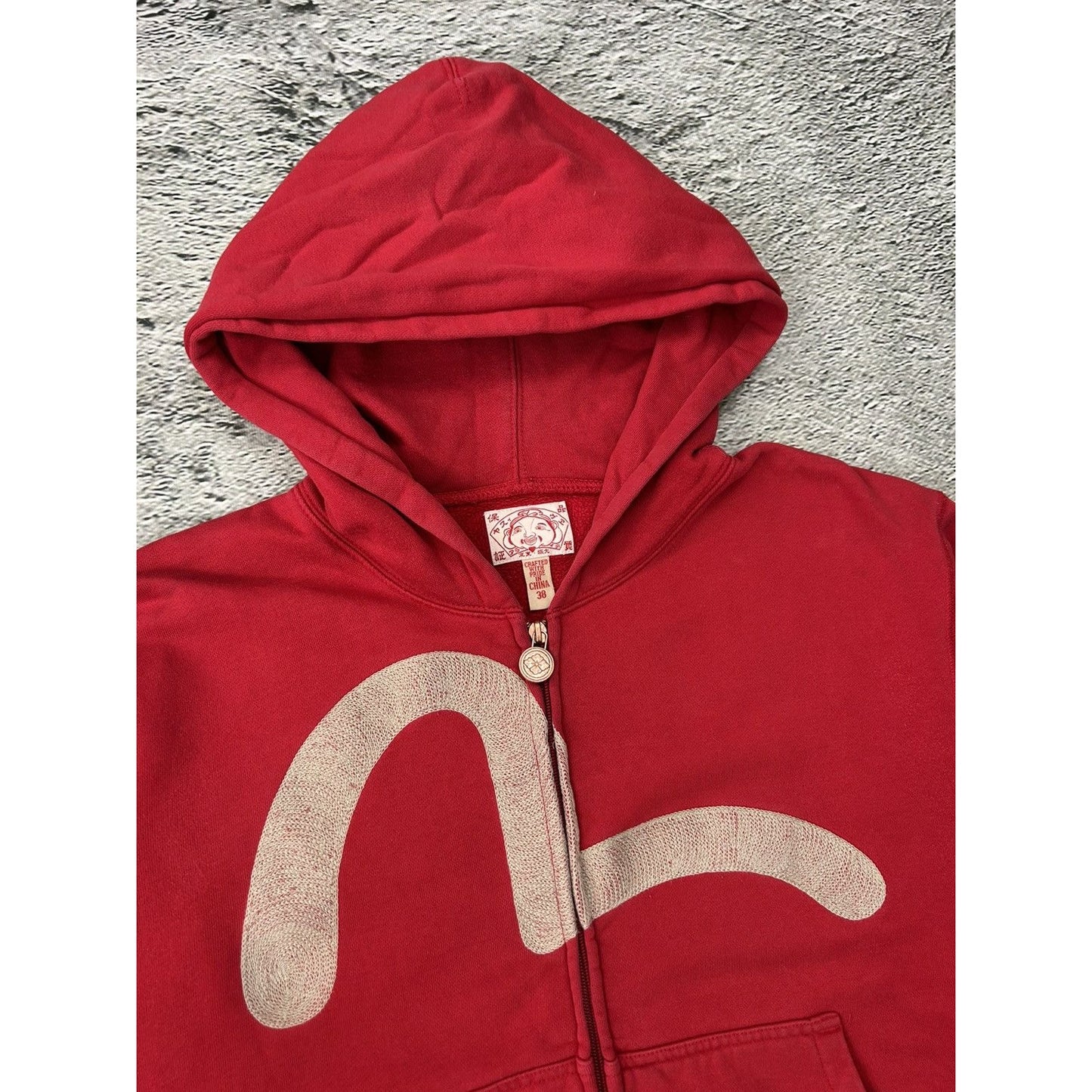 Evisu zip hoodie red vintage embroidery big seagull logo