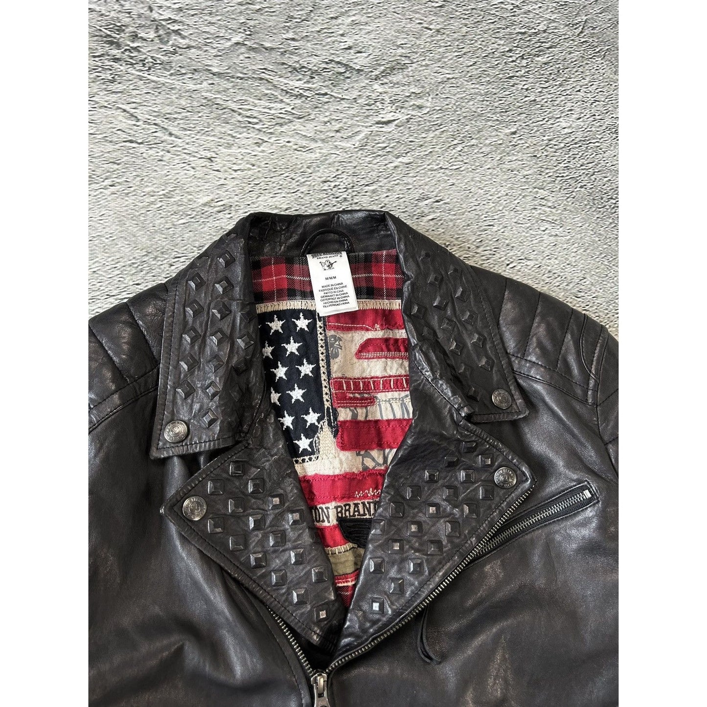 True Religion leather jacket black Y2K Avant Garde