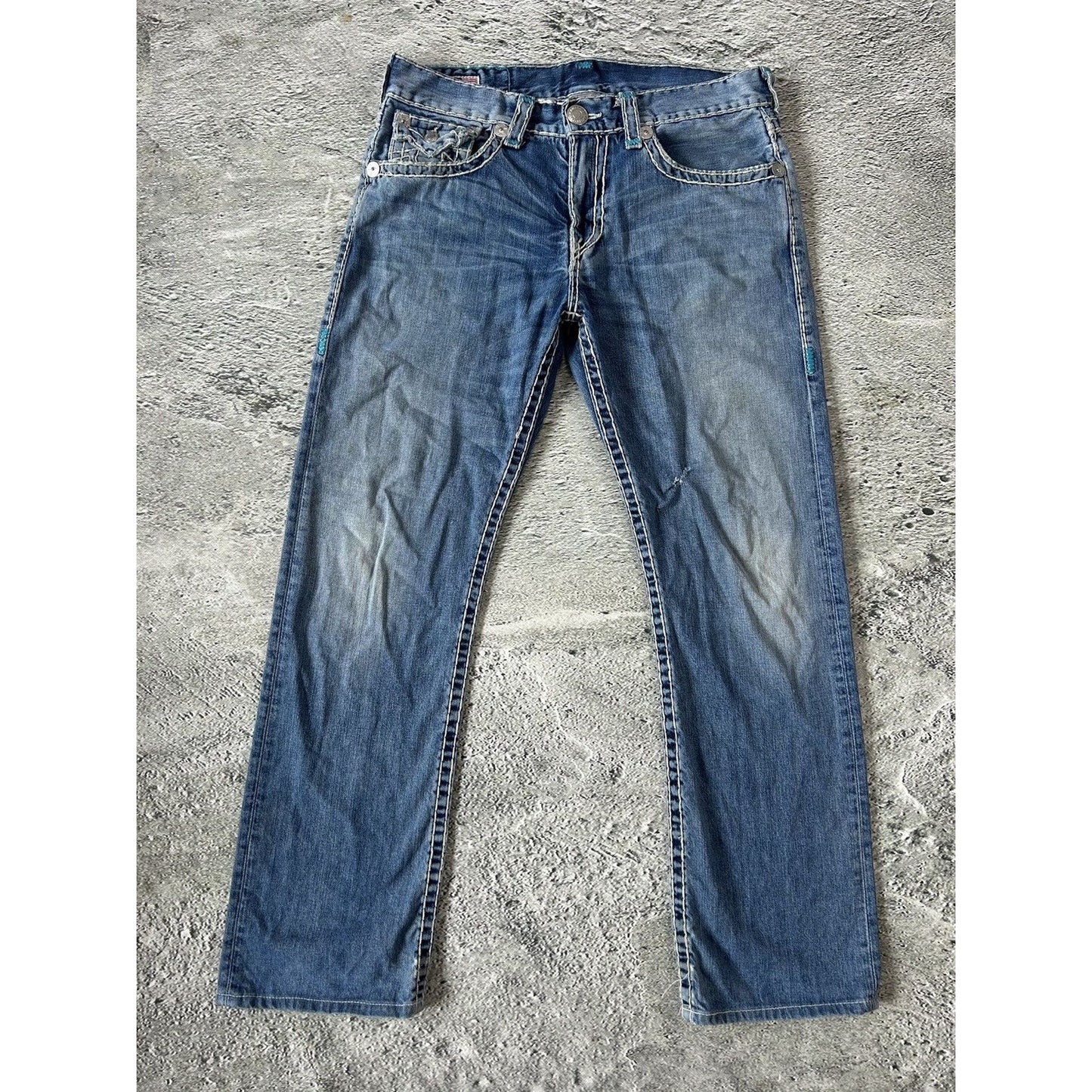 True Religion vintage blue jeans Ricky thick stitching Y2K