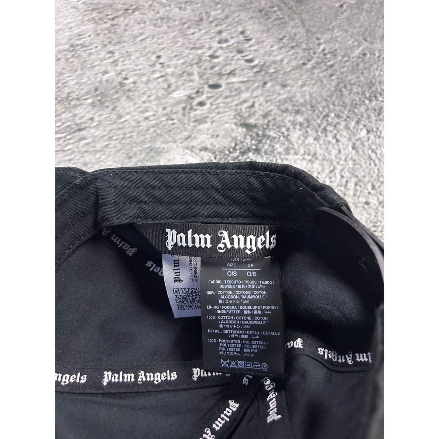 Palm Angels cap black big logo embroidery