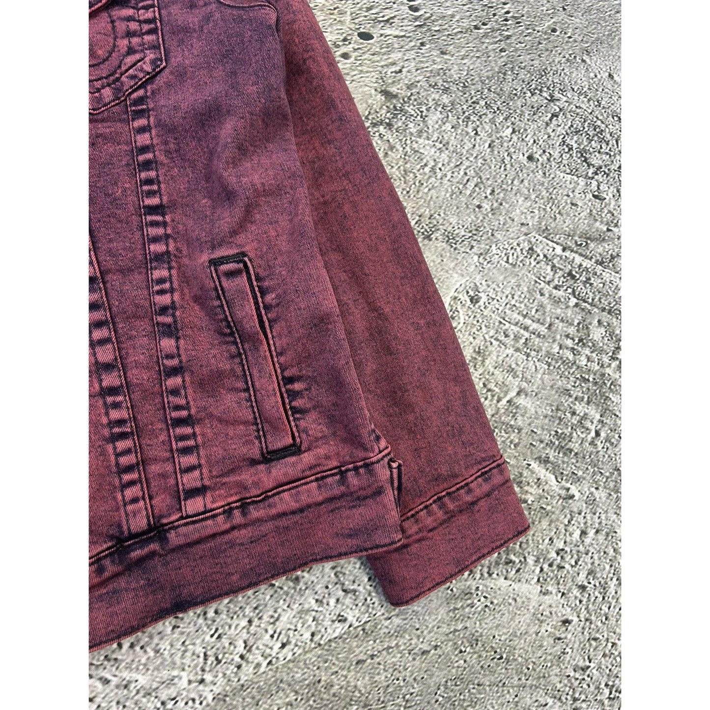 True Religion denim jacket purple red vintage Y2K