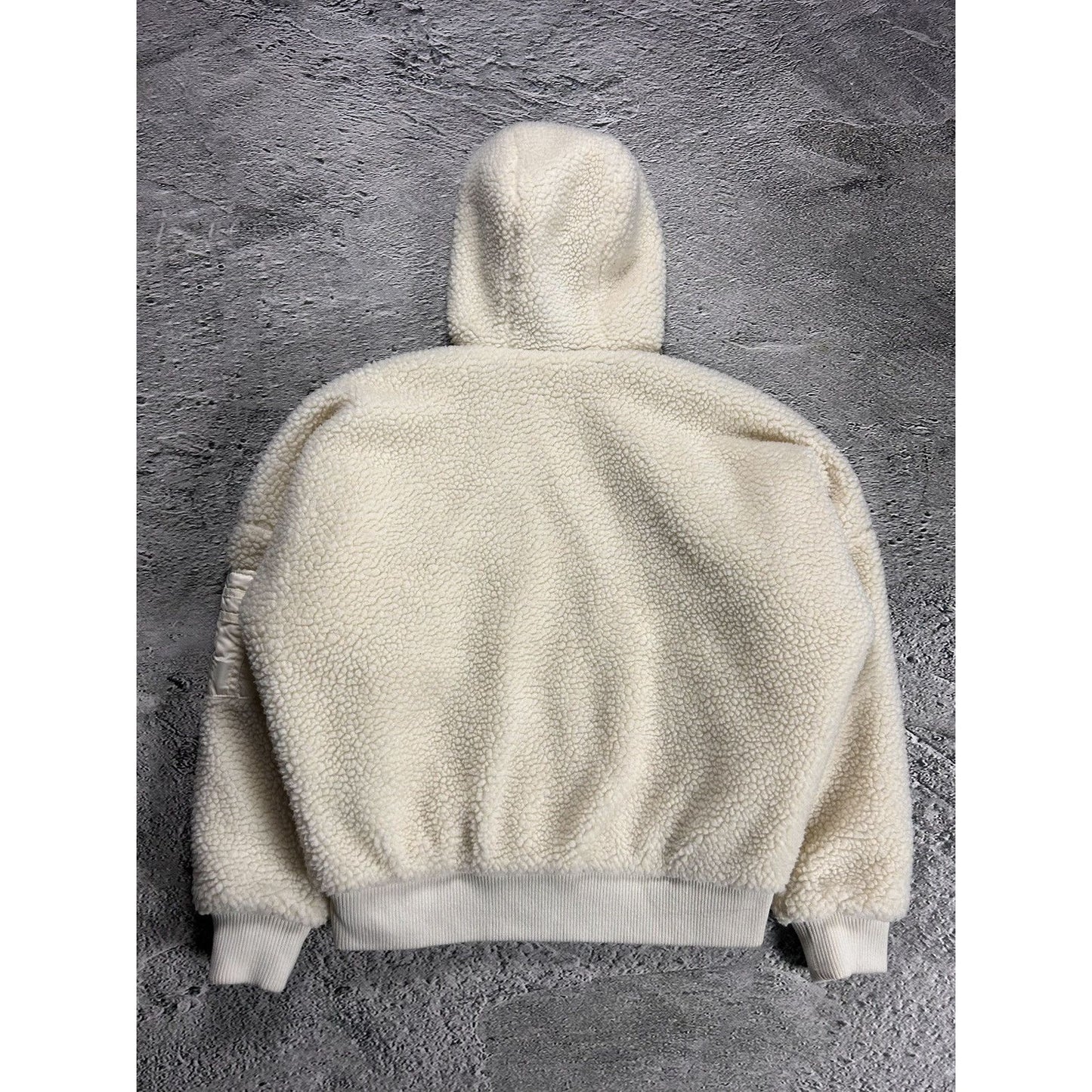 Alpha Industries sherpa zip hoodie white