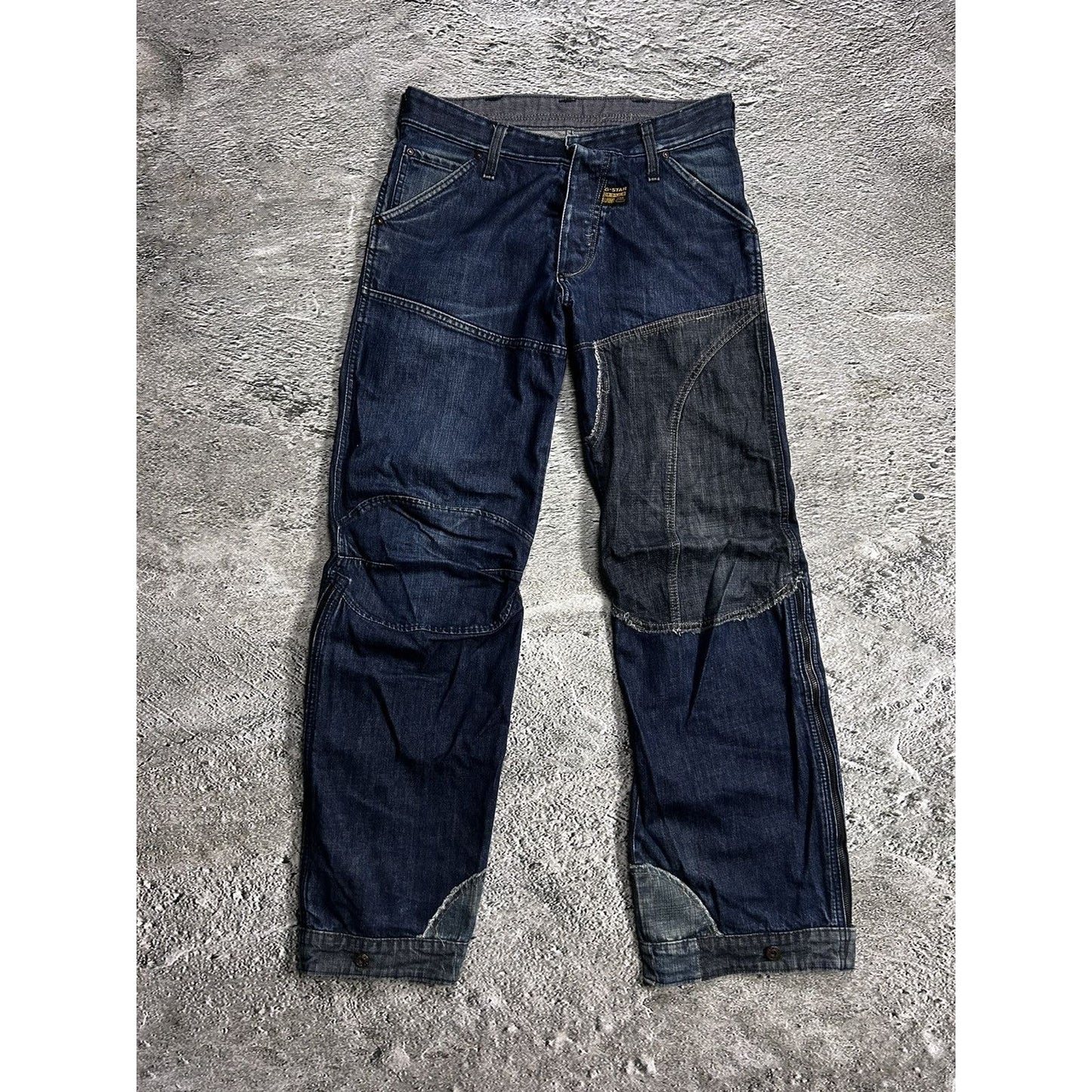 G Star Raw navy baggy jeans vintage bootcut flared reworked