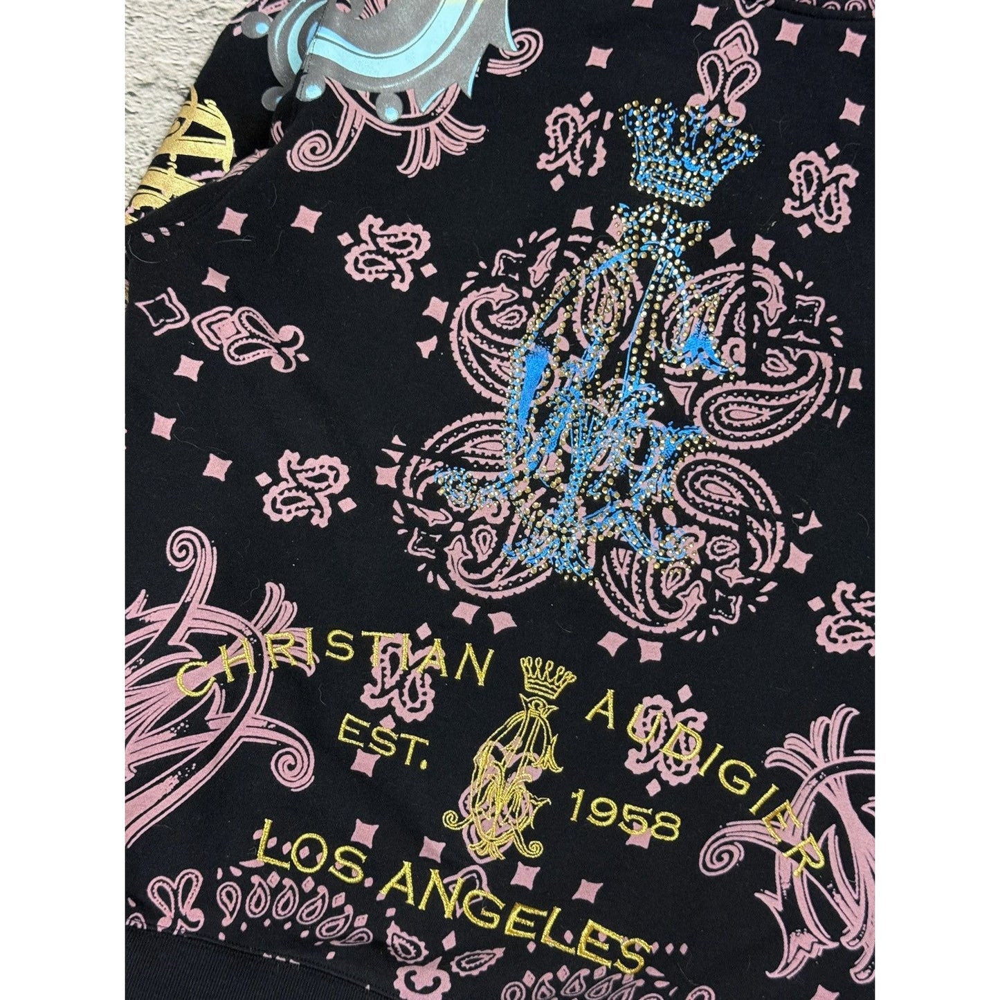 Ed Hardy zip hoodie vintage Christian Audigier gold black