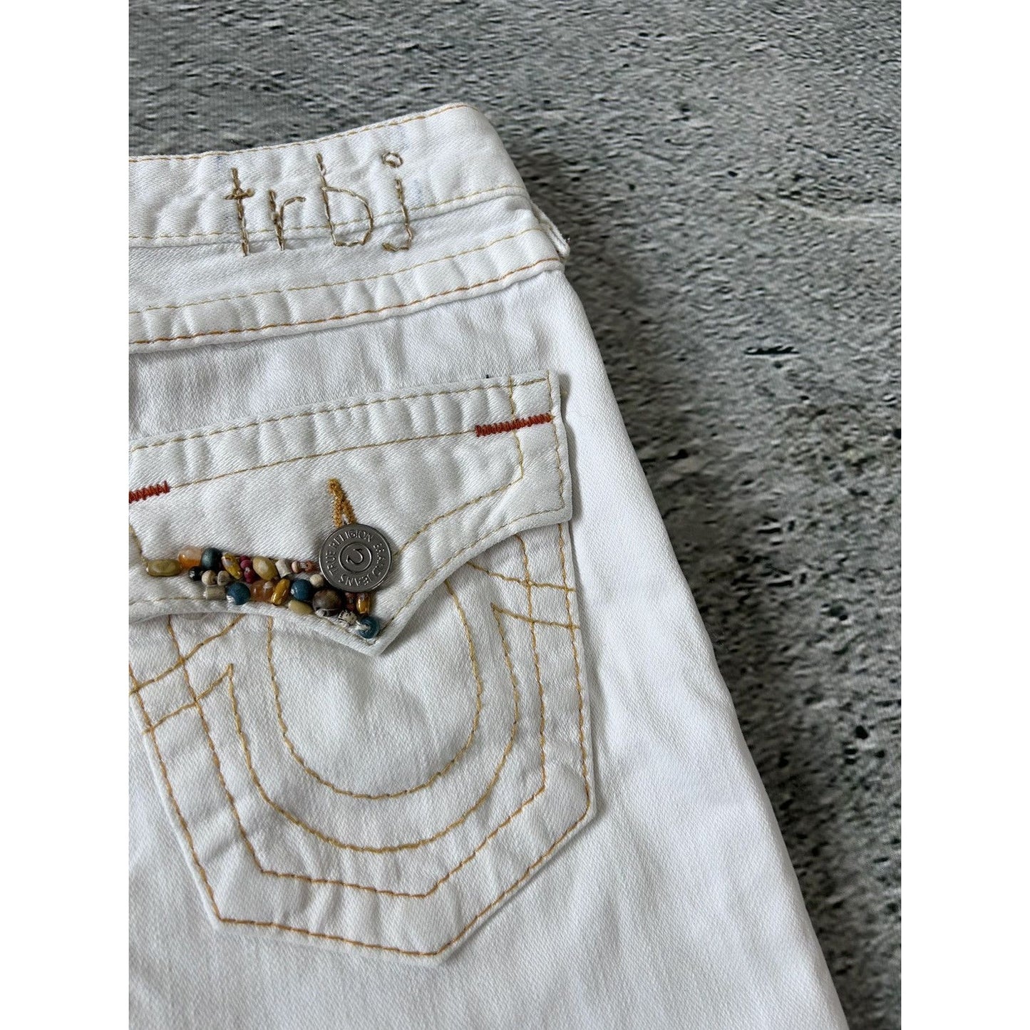 True Religion vintage mini skirt denim white