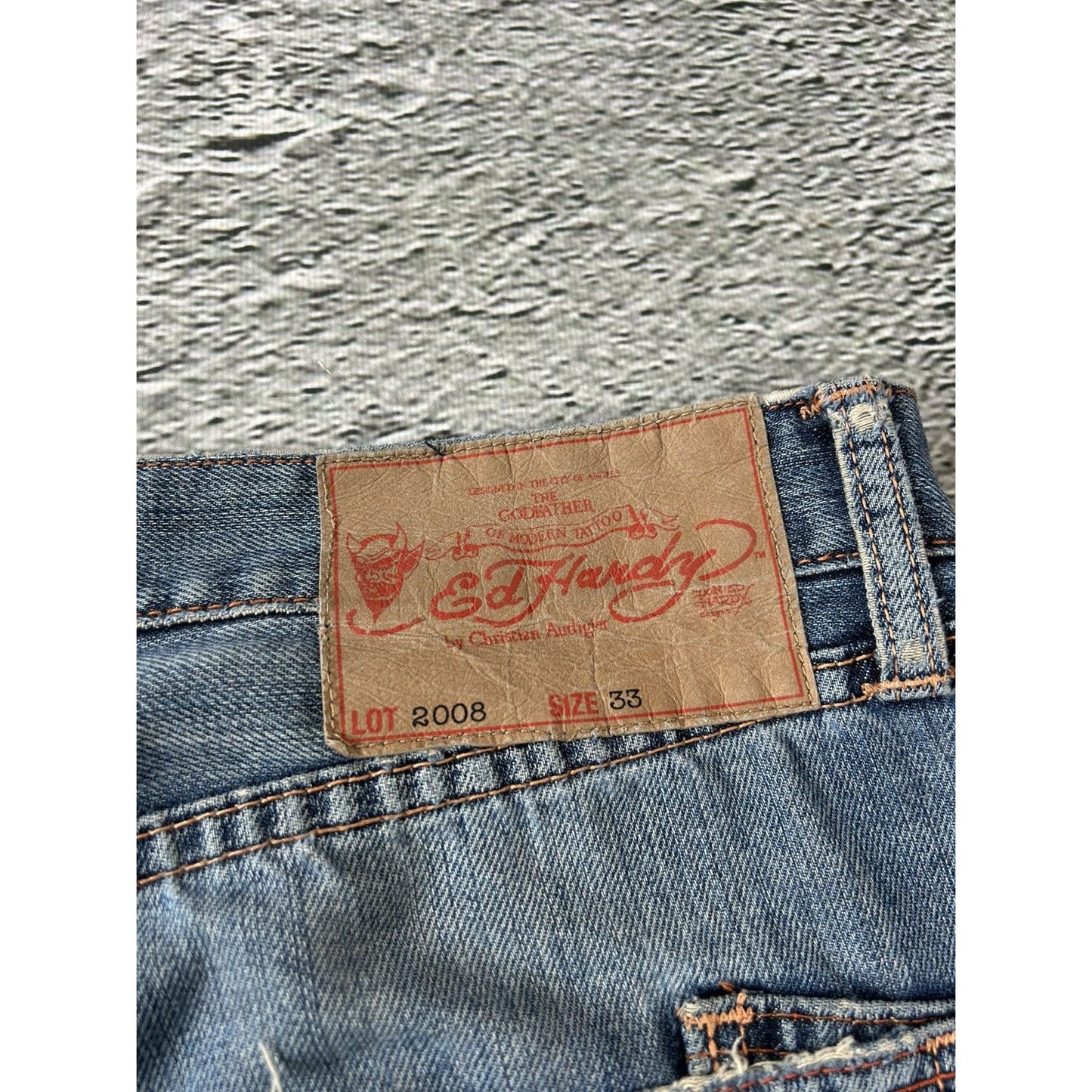 Ed Hardy Christian Audigier vintage jeans big logo pants