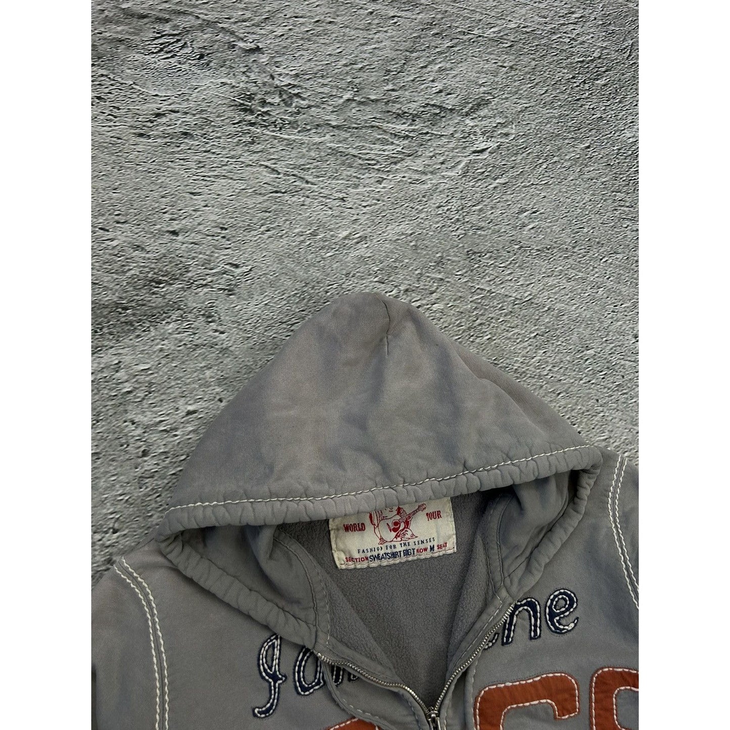 True Religion zip hoodie vintage grey I am the Boss Y2K