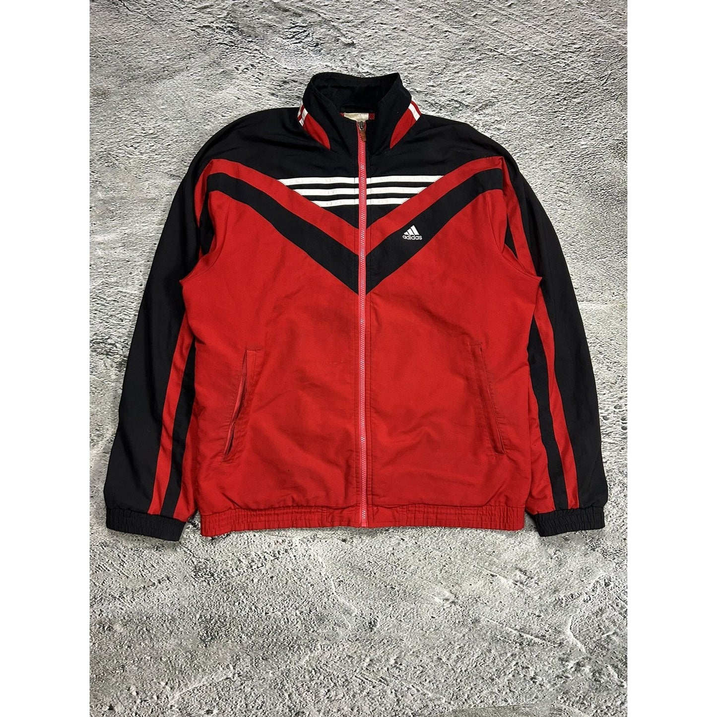 Adidas track suit vintage red black nylon track pants drill