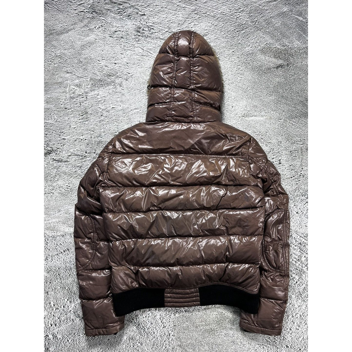 Moncler bulgarie down jacket teddy fur hood brown vintage