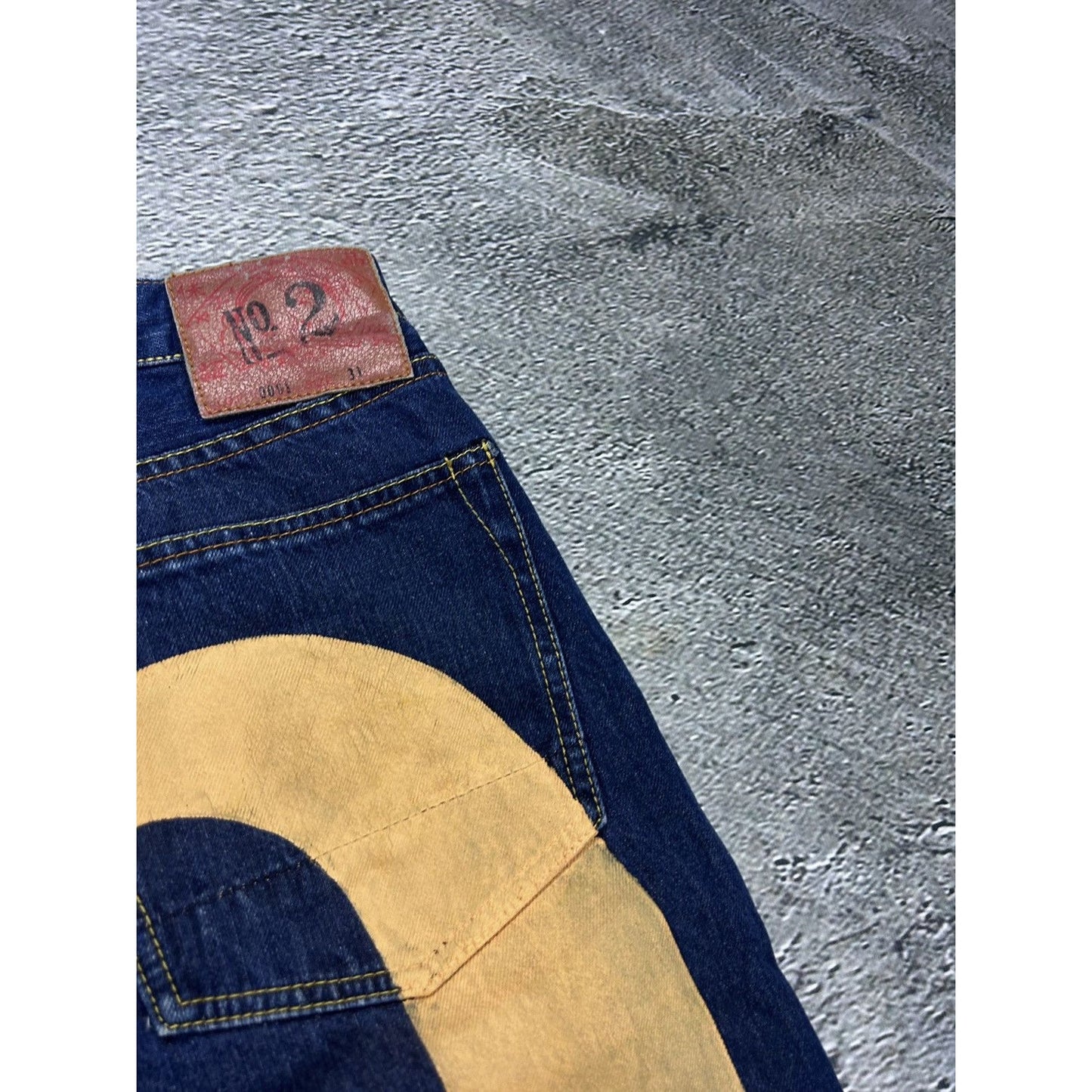 Evisu jeans daicock big logo yellow selvedge denim Japan