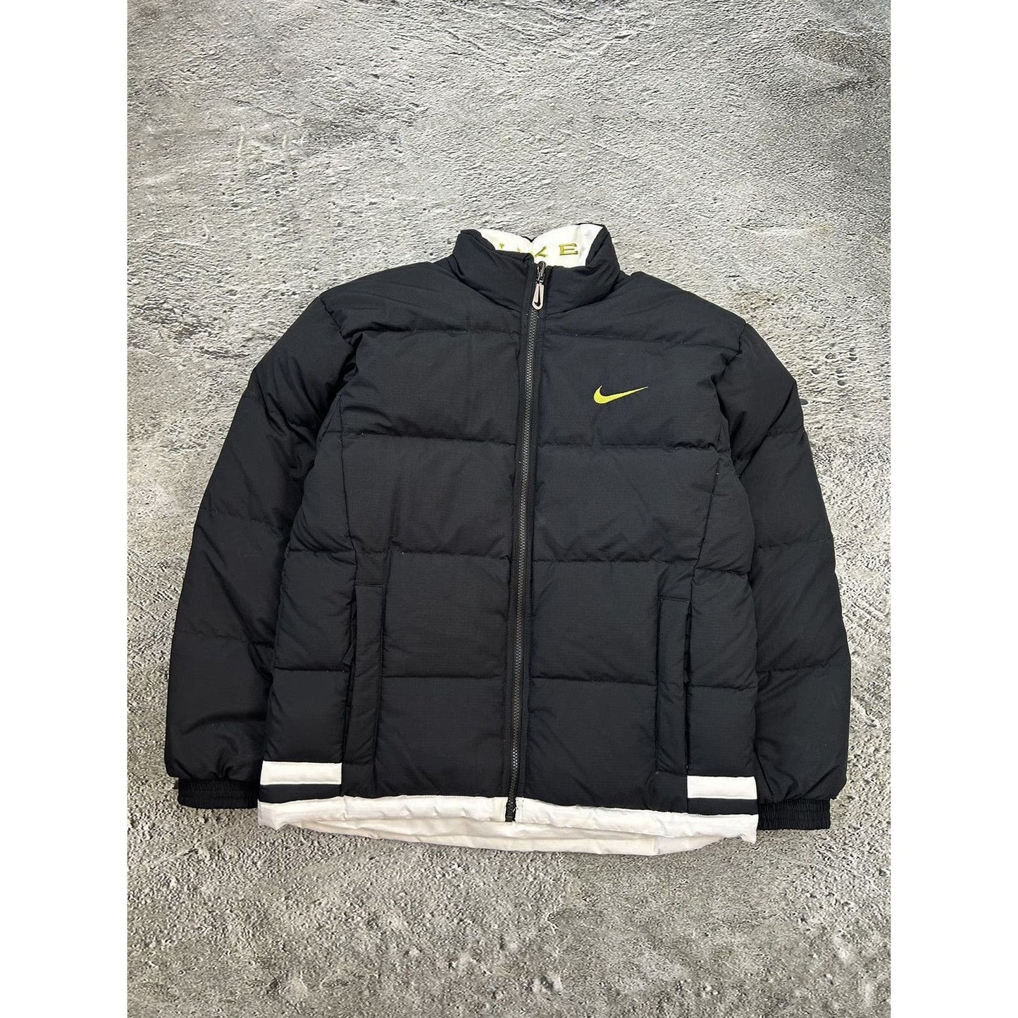 Nike black puffer jacket big logo reversible vintage 90s