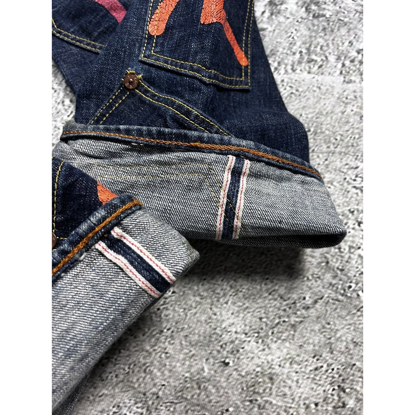 Evisu multipocket jeans multicolor vintage selvedge denim