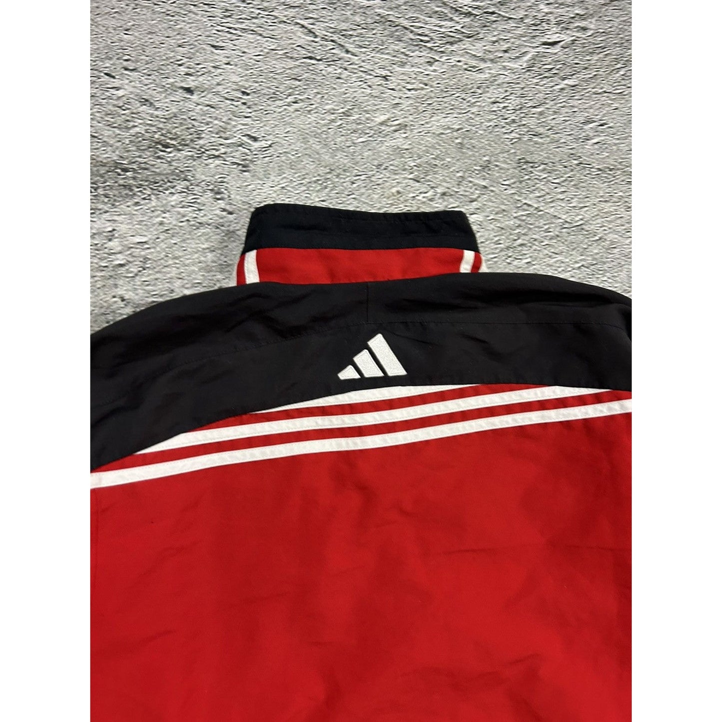 Adidas track suit vintage red black nylon track pants drill