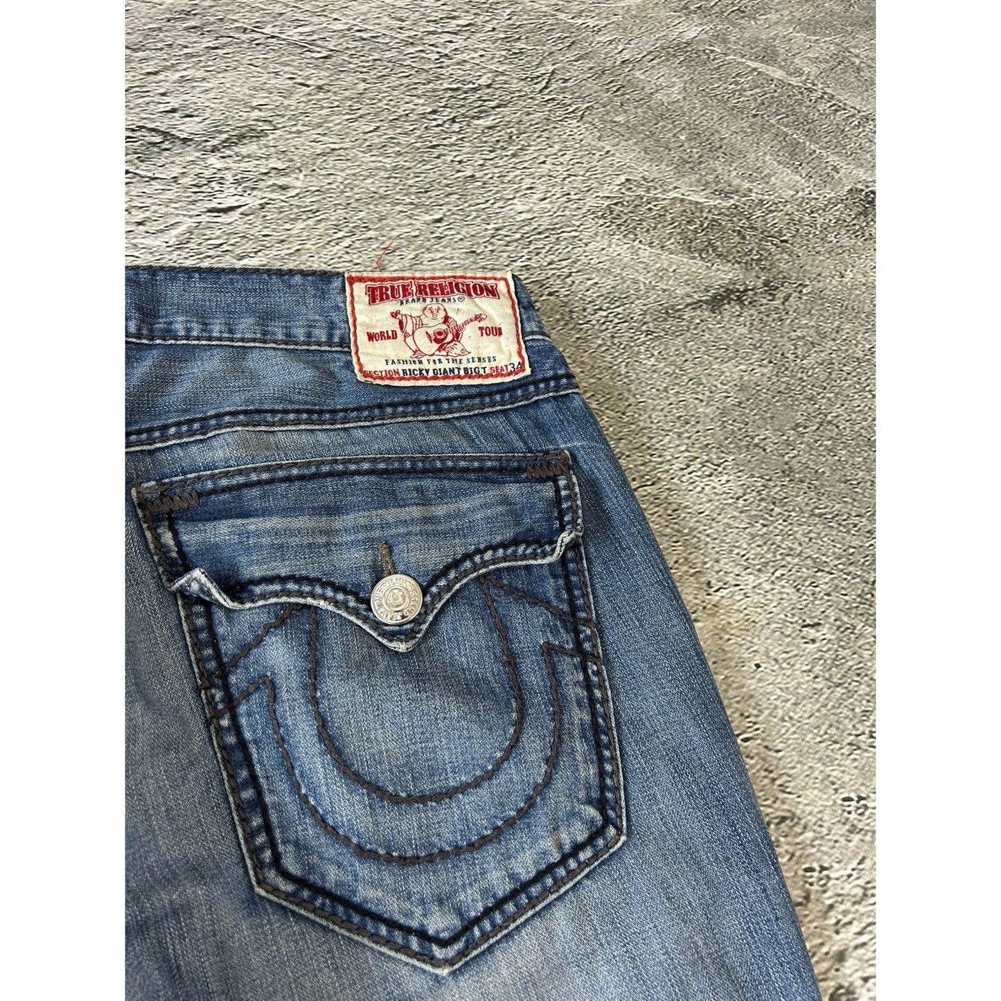 True Religion vintage blue jeans Ricky thick stitching Y2K