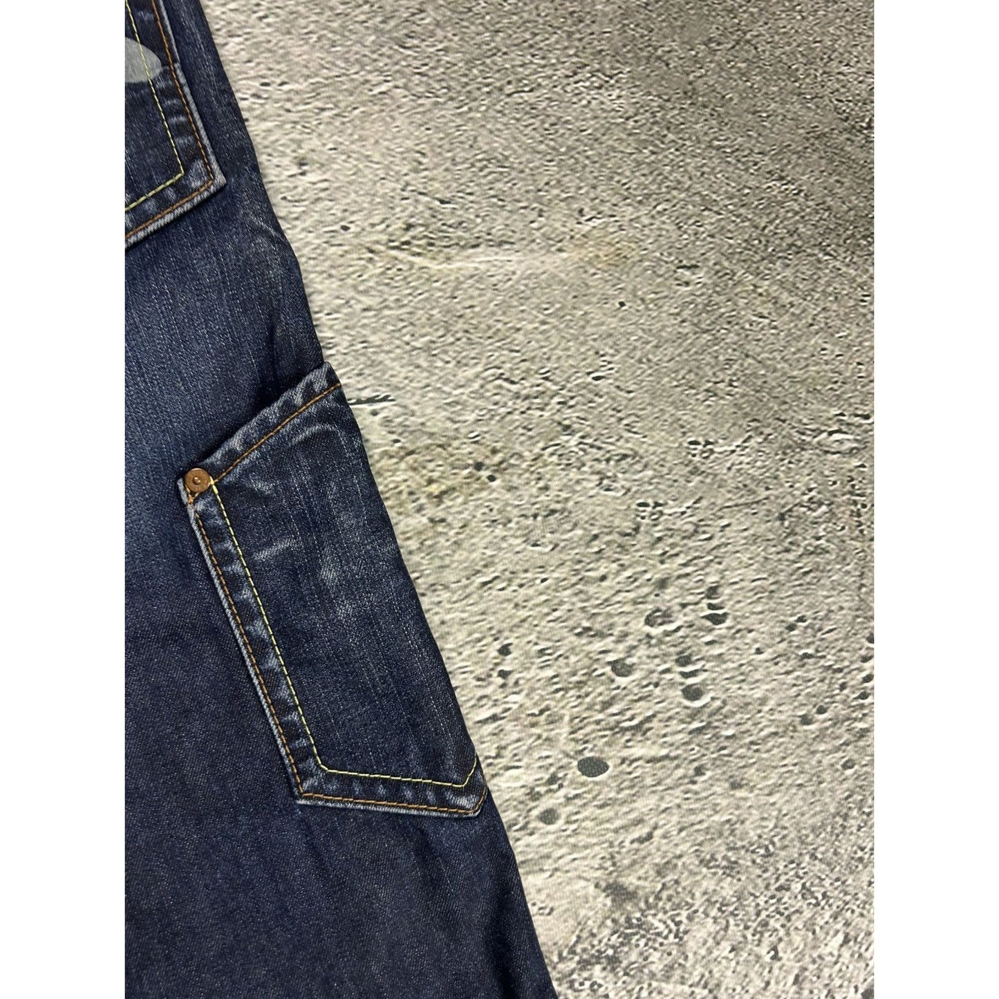 Evisu EU ED jeans vintage denim pants cargo navy blue Y2K