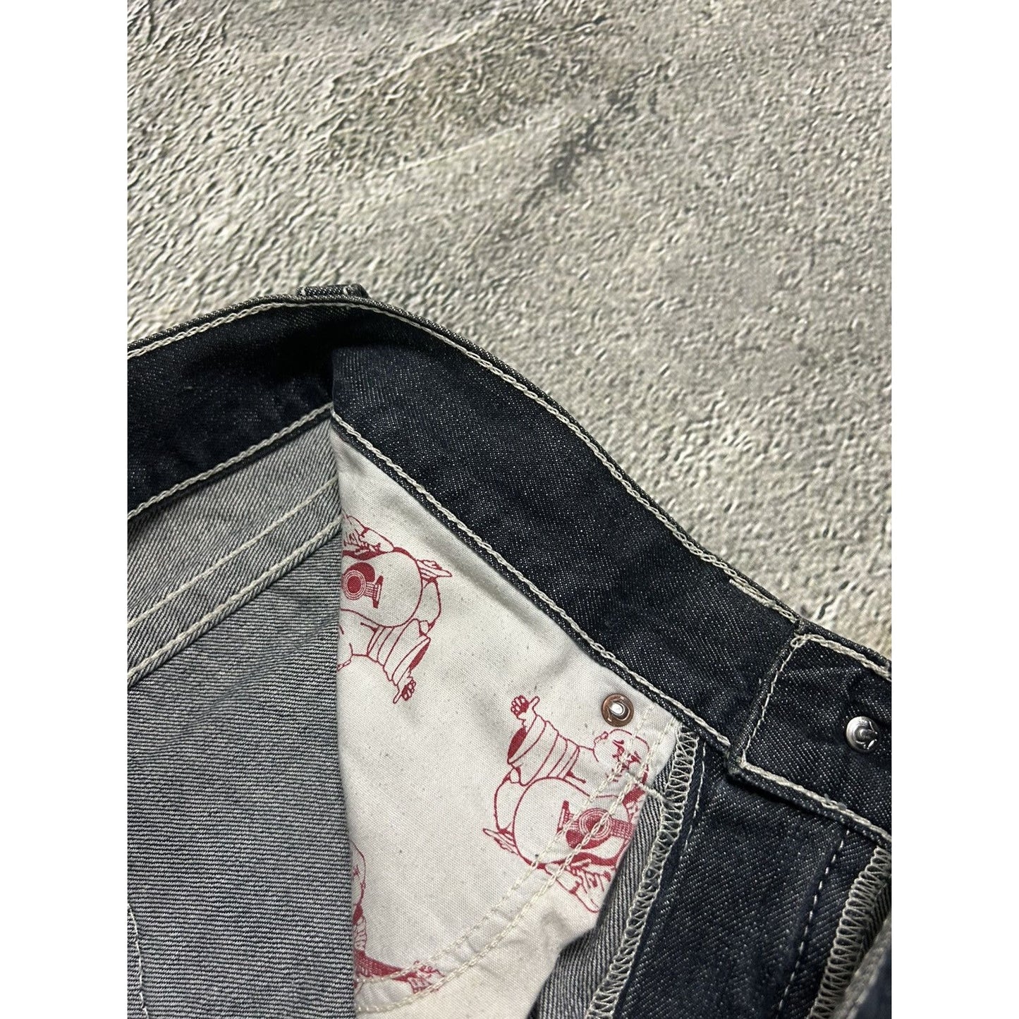 True Religion vintage jeans navy blue thick stitching Bobby