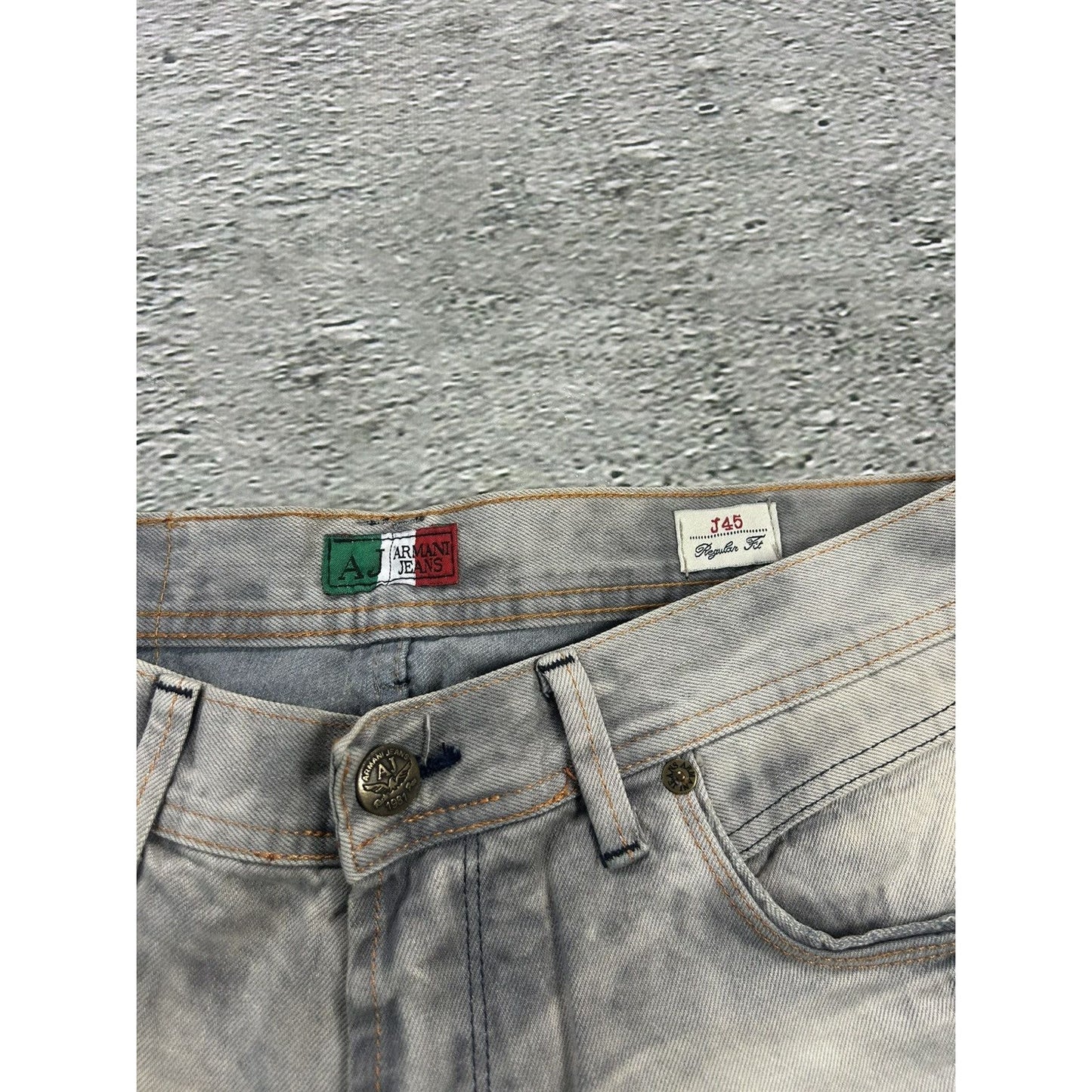 Armani jeans light grey stone washed vintage denim pants