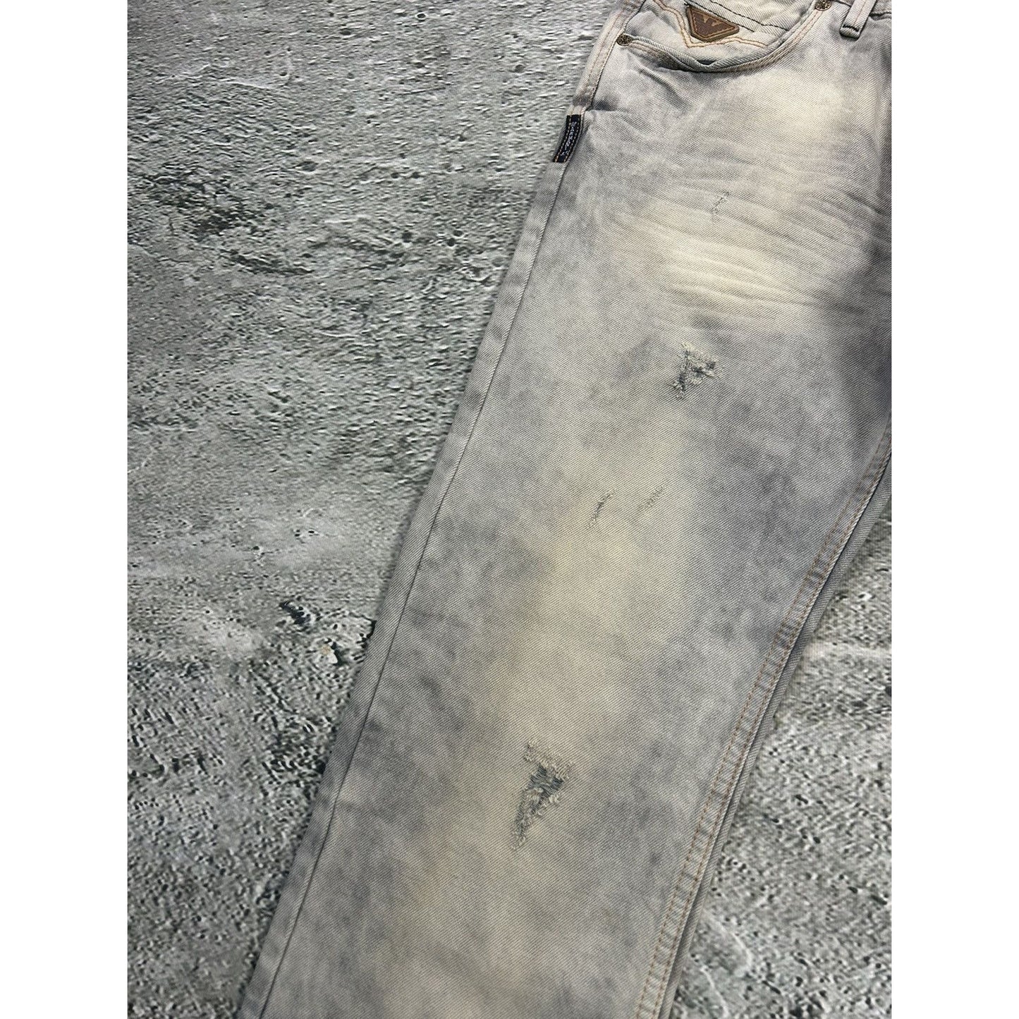 Armani jeans light grey stone washed vintage denim pants