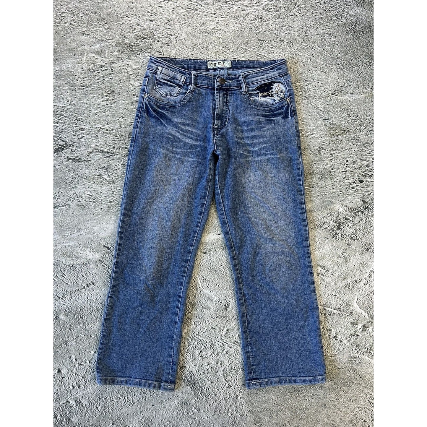 Y2K jeans Metallica denim pants blue Edi Jeans capri