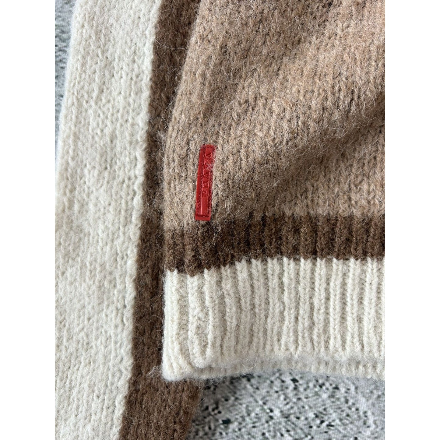 Prada Alpaca wool sweater zip turtleneck cardigan brown