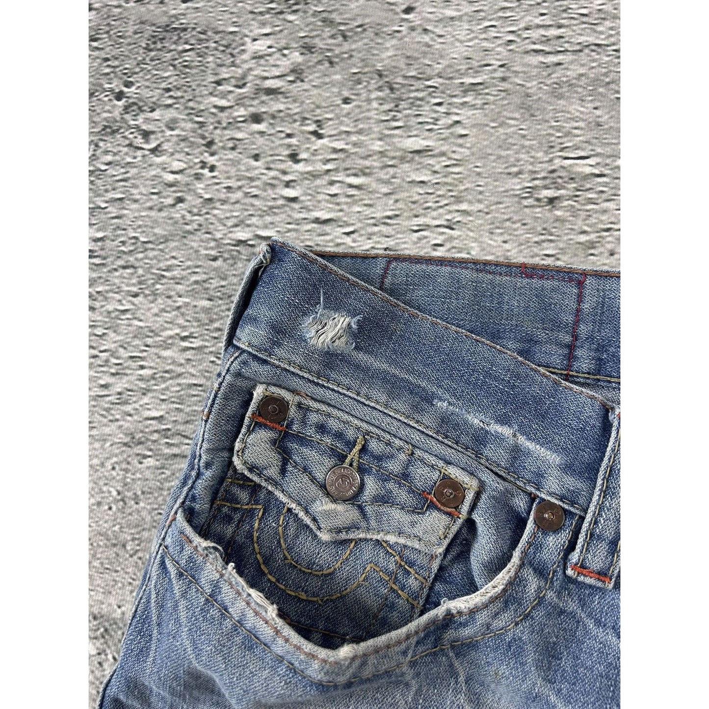 True Religion blue jeans Billy embroidery big logo Y2K denim