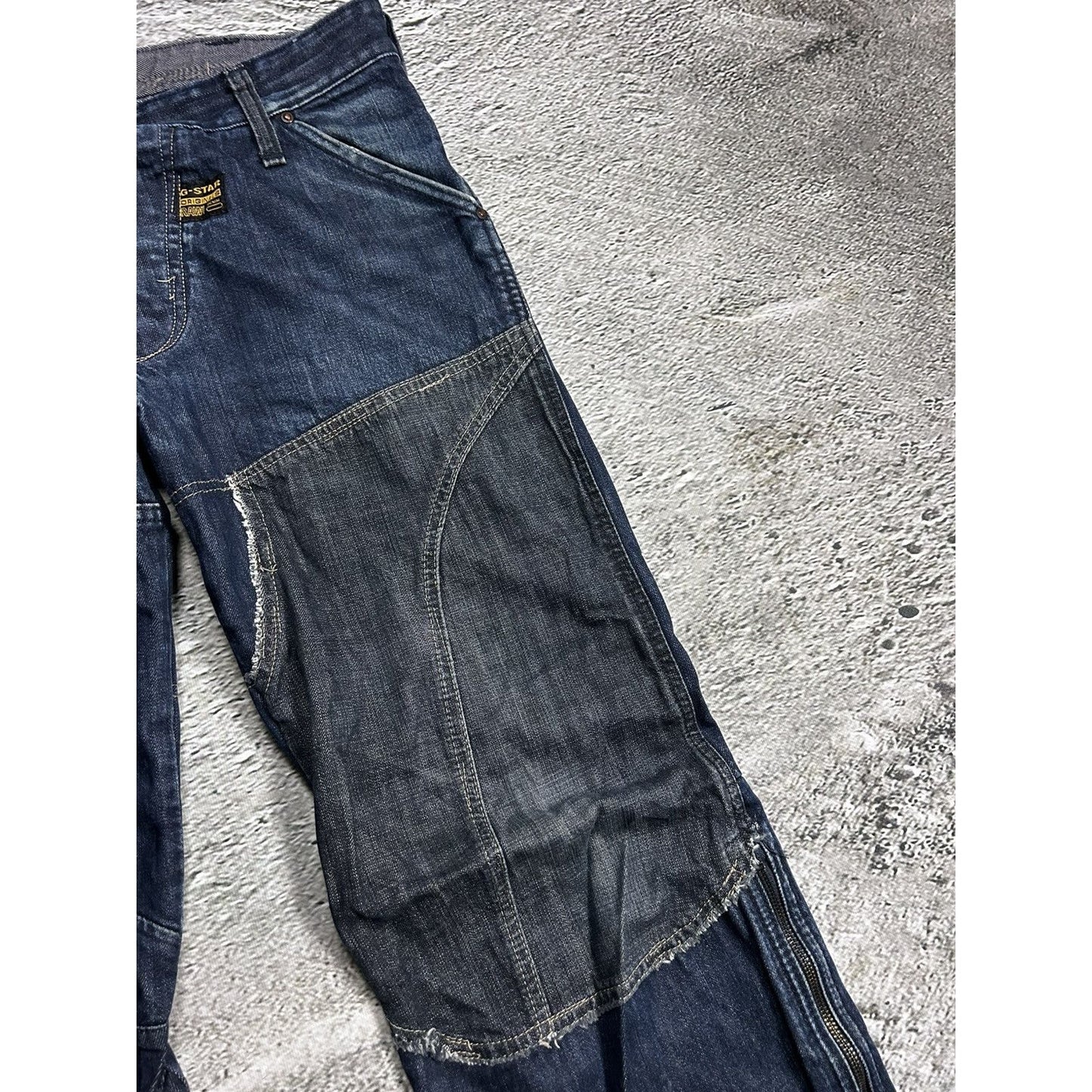 G Star Raw navy baggy jeans vintage bootcut flared reworked