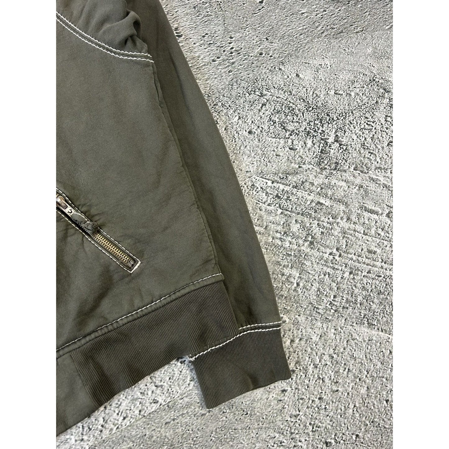True Religion vintage zip hoodie khaki thick stitching Y2K