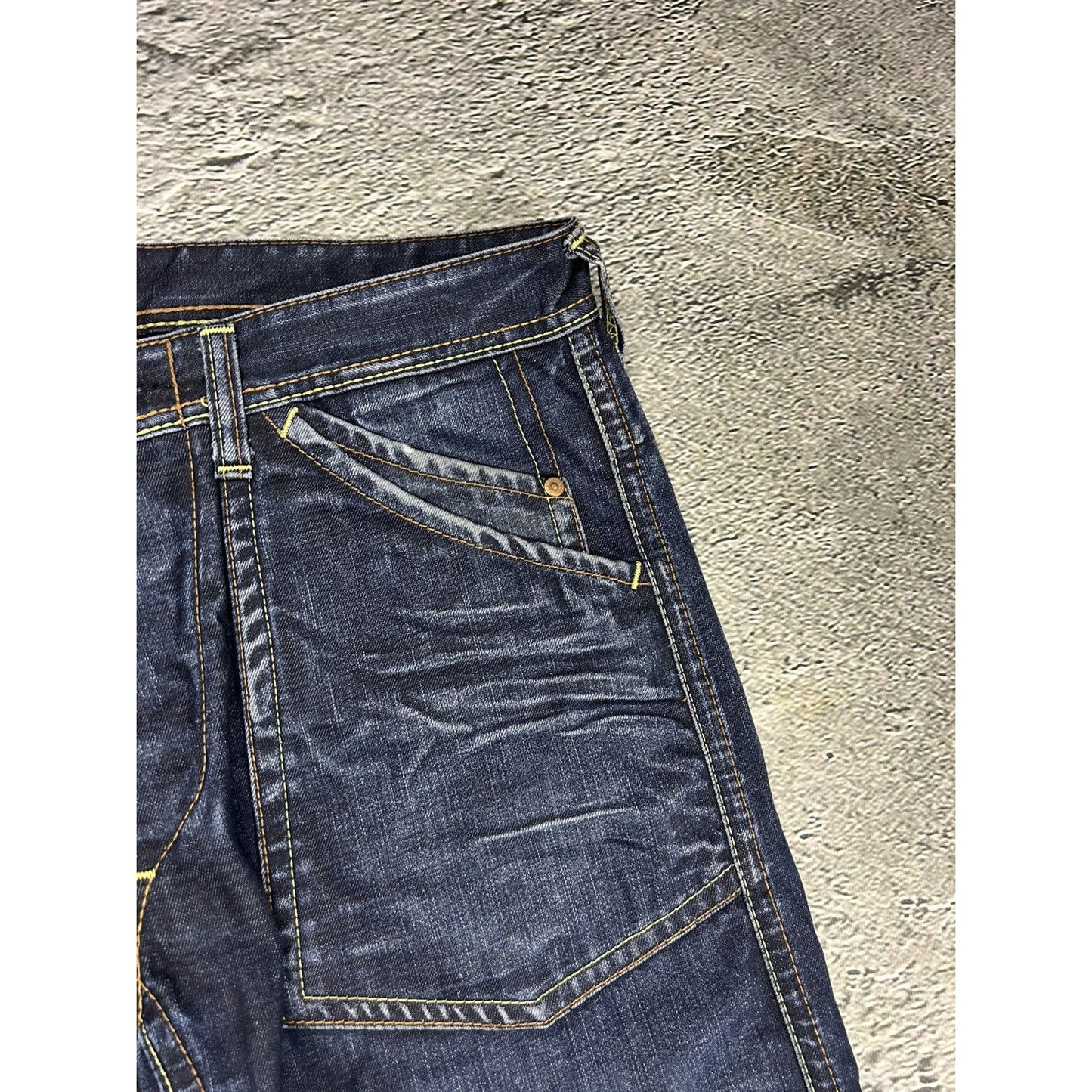 Evisu EU ED jeans vintage denim pants cargo navy blue Y2K