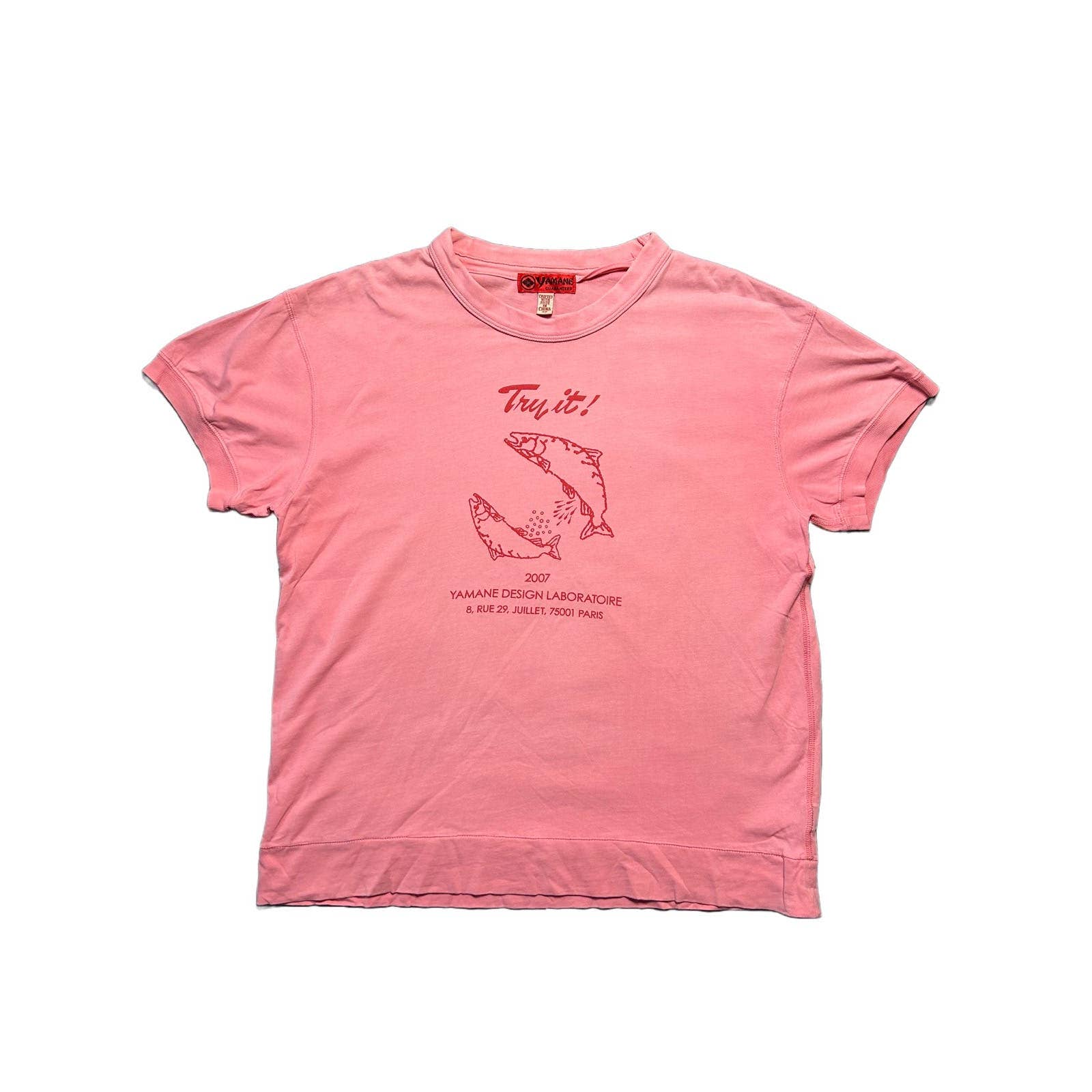 Evisu T-shirt pink big logo Try It Fish 2007 Yamane Paris