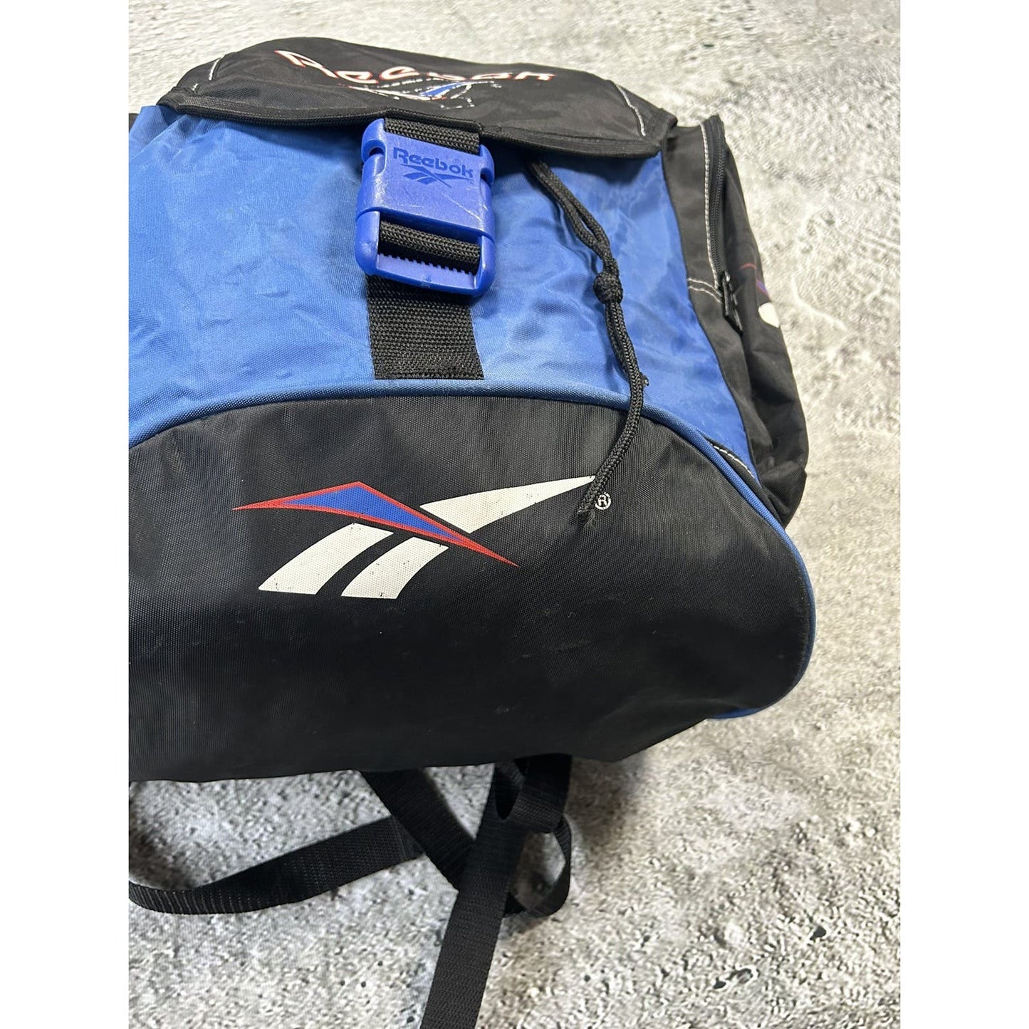 Reebok vintage backpack 90s bag black blue big logo