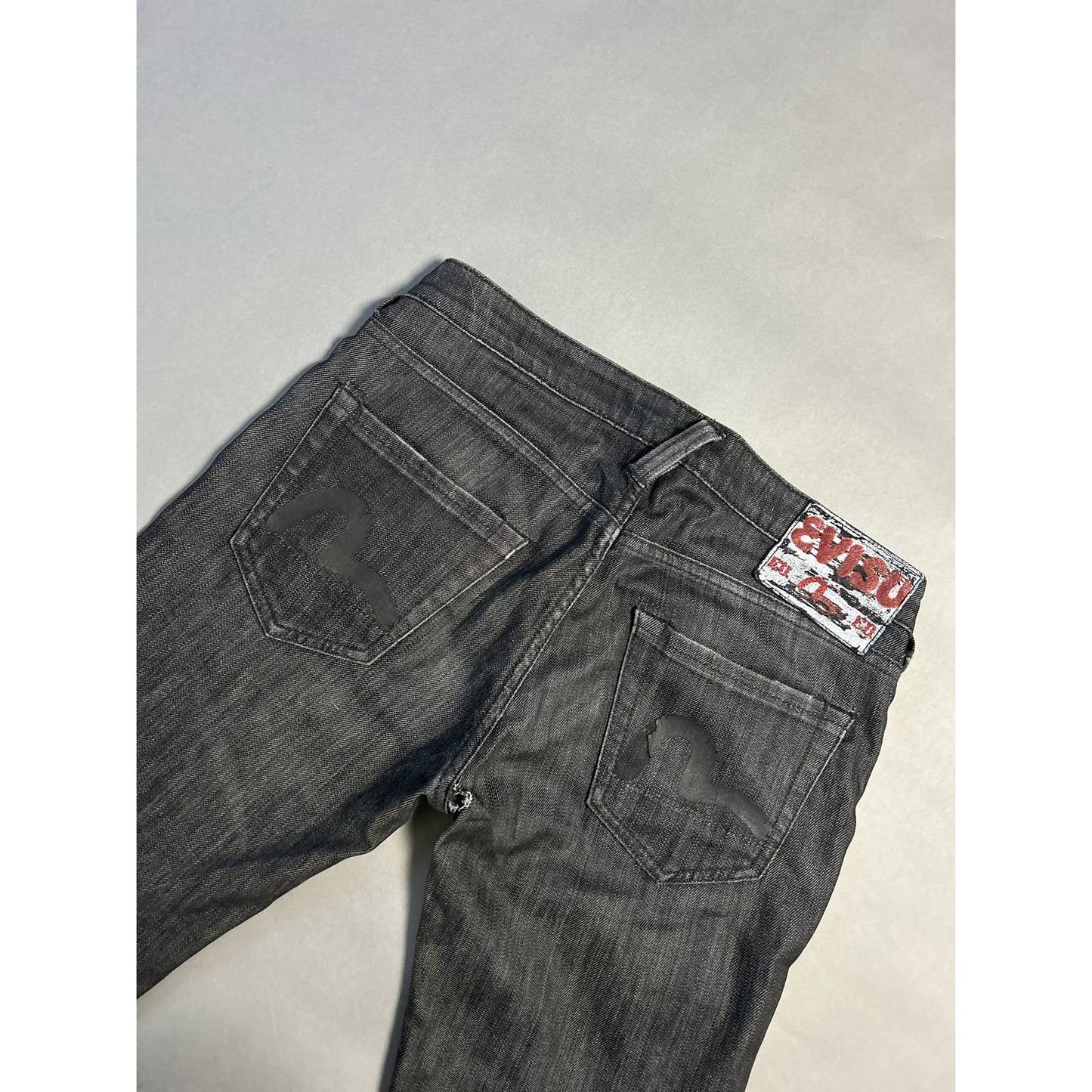 Evisu EU ED vintage black jeans raw denim jeans black seagulls
