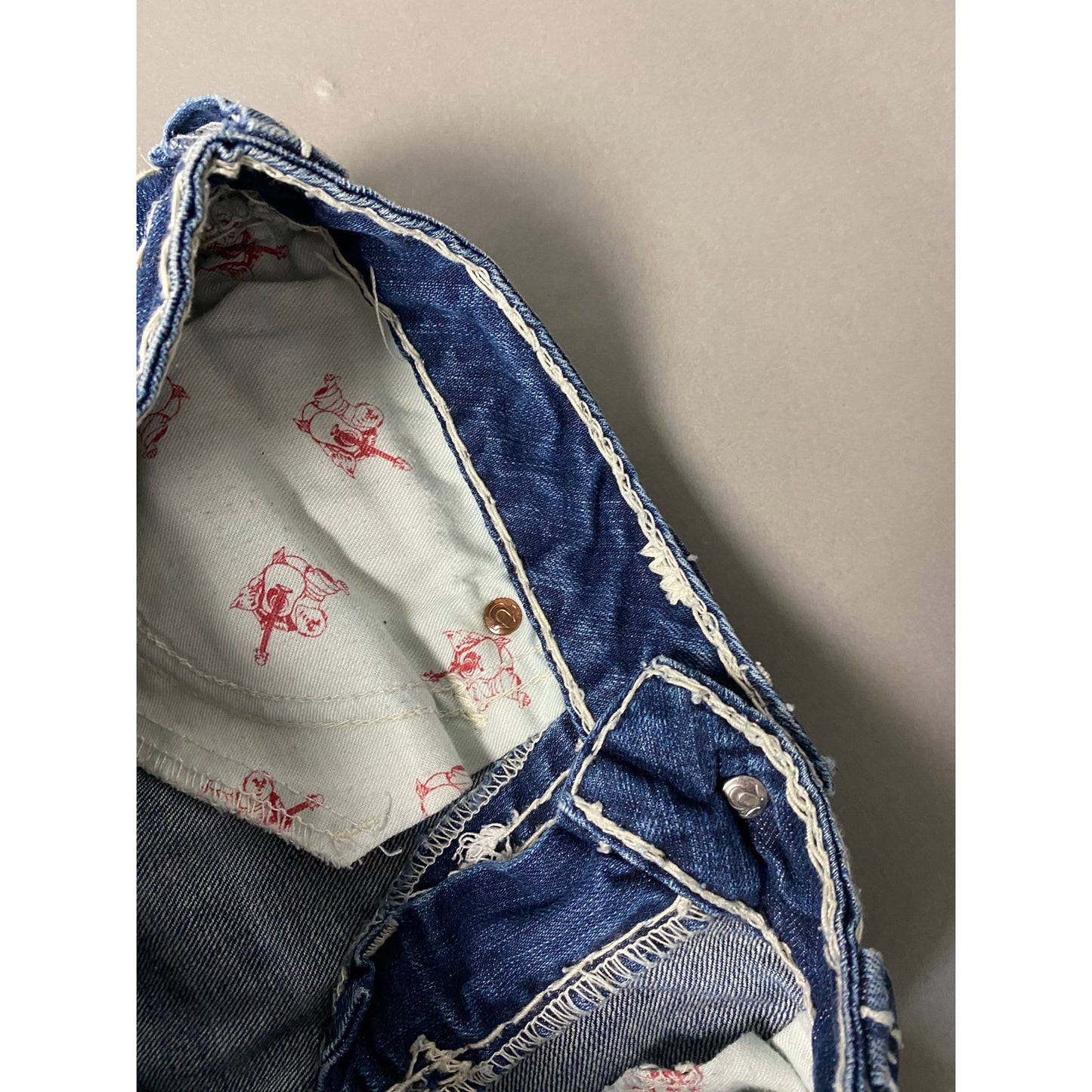 True Religion jeans vintage navy blue made in USA white stitching