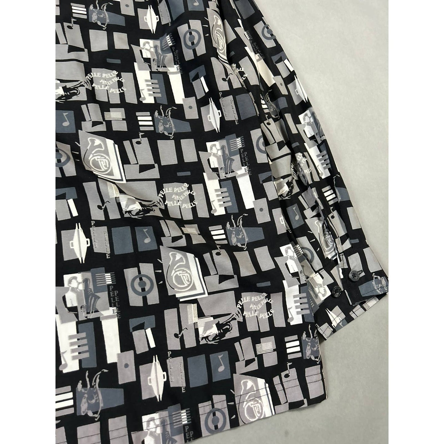 90s Pelle Pelle vintage full print Shirt button up music sax