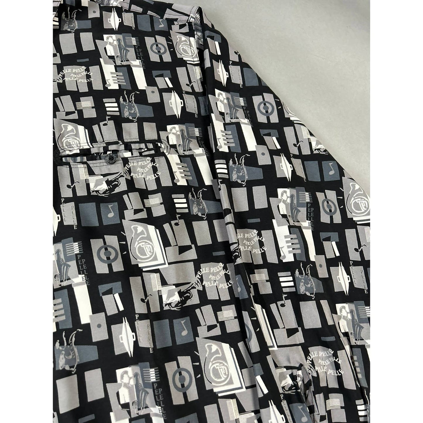 90s Pelle Pelle vintage full print Shirt button up music sax