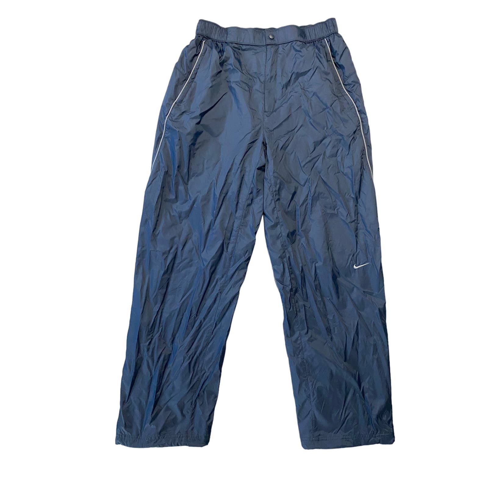 Nike vintage navy nylon track pants small swoosh parachute 2000s – Refitted