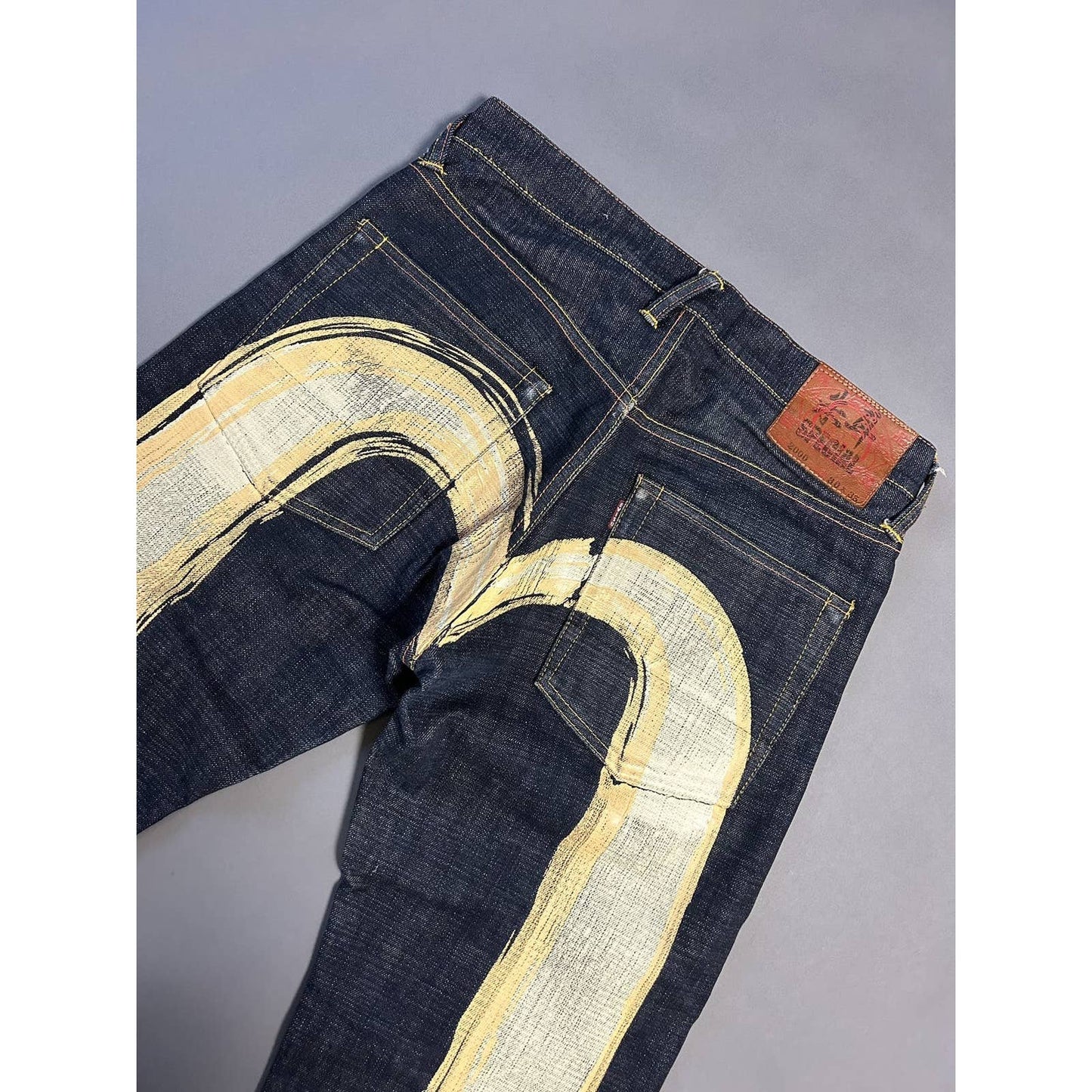 Evisu Japan vintage selvedge daicock jeans yellow big logo