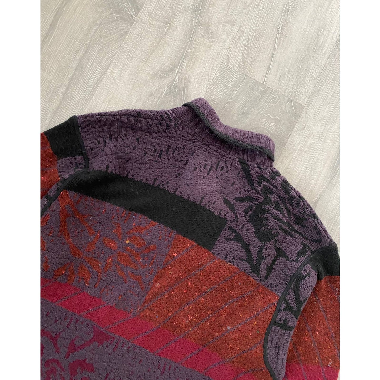 Carlo Colucci vintage sweater knitwear floral Purple red