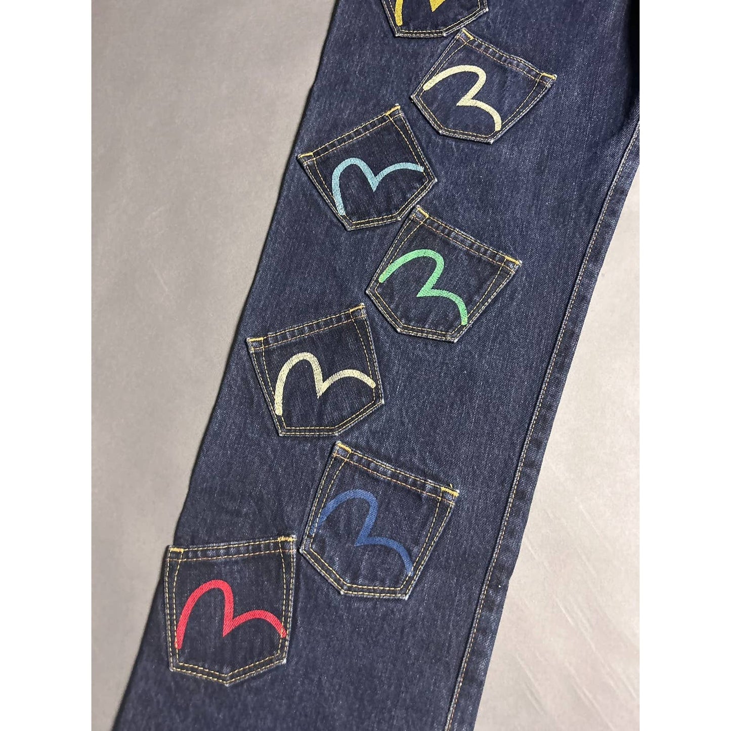 Evisu multipocket jeans multicolor vintage selvedge denim