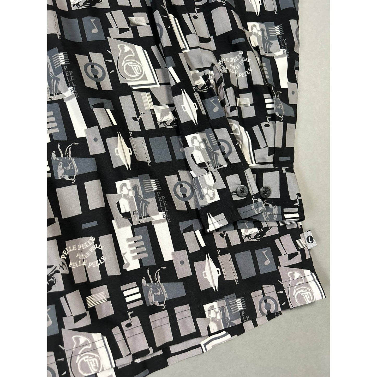 90s Pelle Pelle vintage full print Shirt button up music sax
