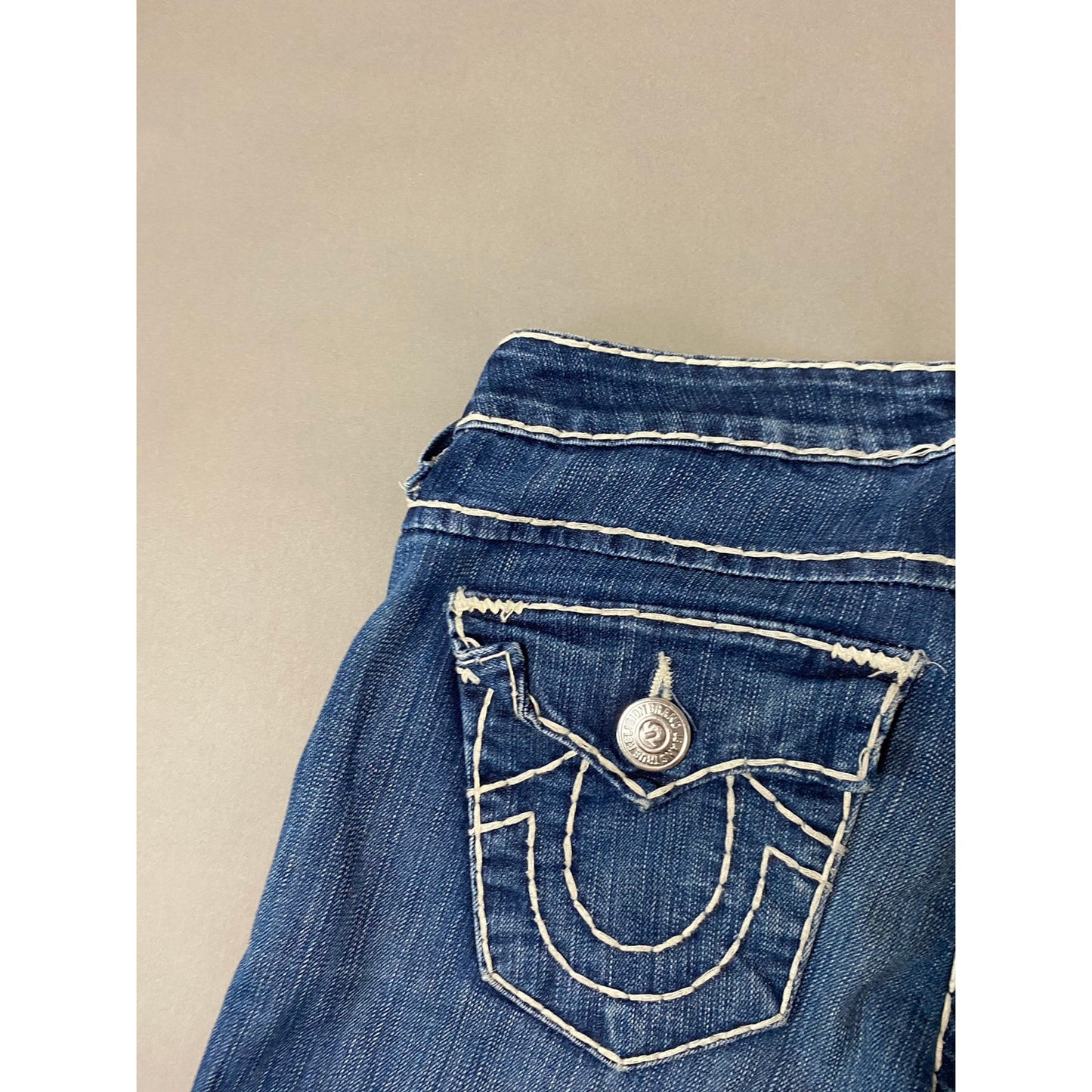 True Religion jeans vintage navy blue made in USA white stitching